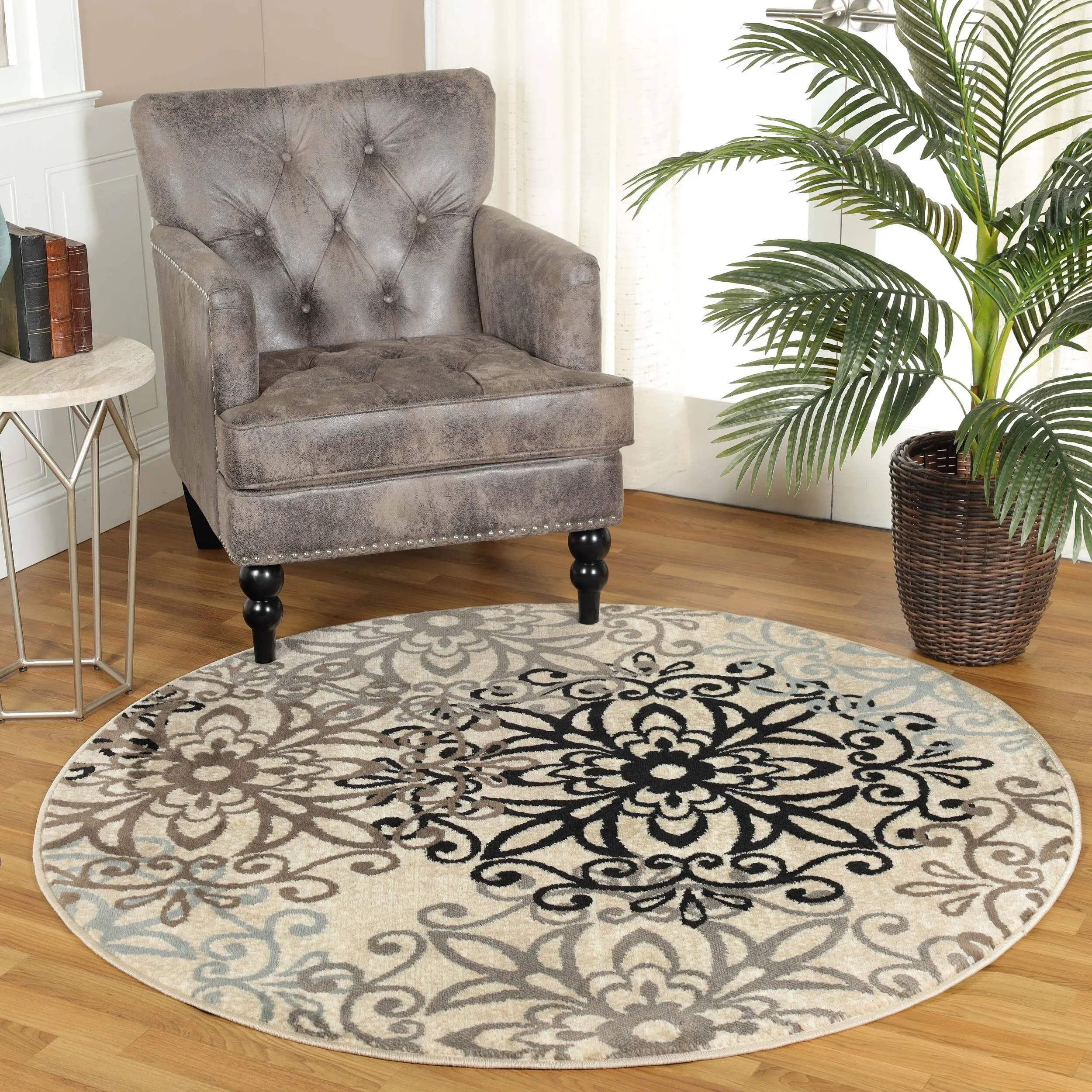 Superior Leigh Traditional Floral Scroll Indoor Runner or Area Rug