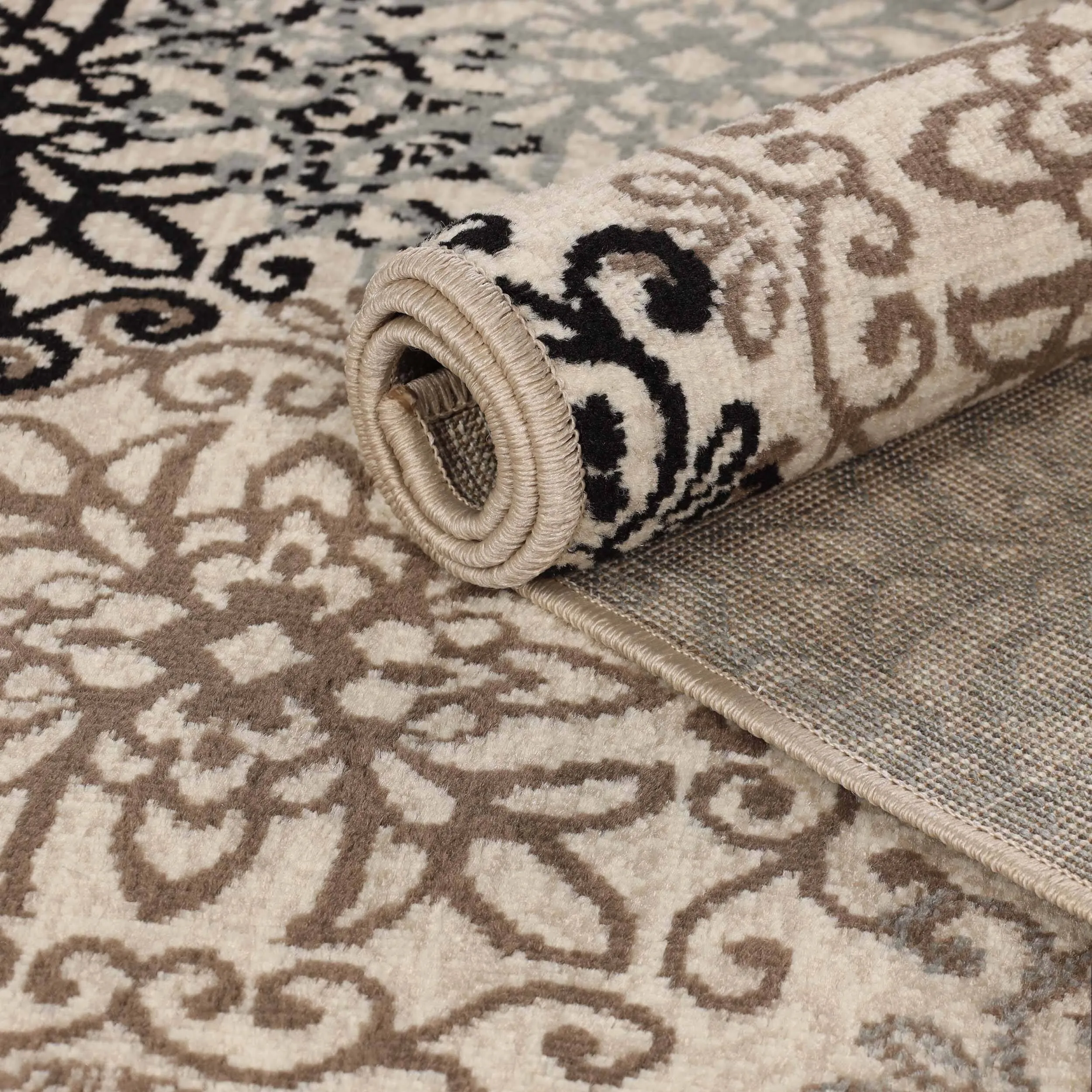 Superior Leigh Traditional Floral Scroll Indoor Runner or Area Rug