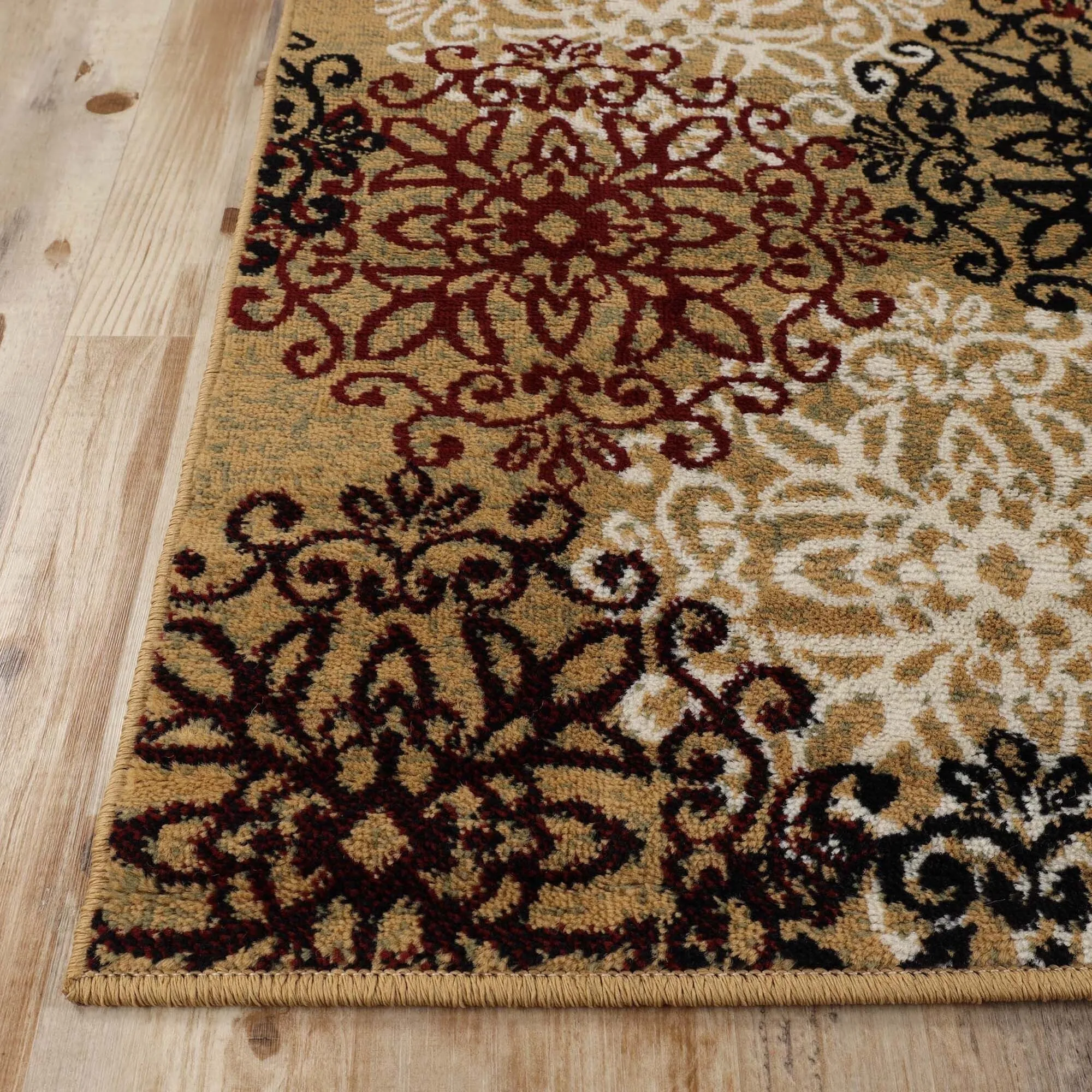 Superior Leigh Traditional Floral Scroll Indoor Runner or Area Rug