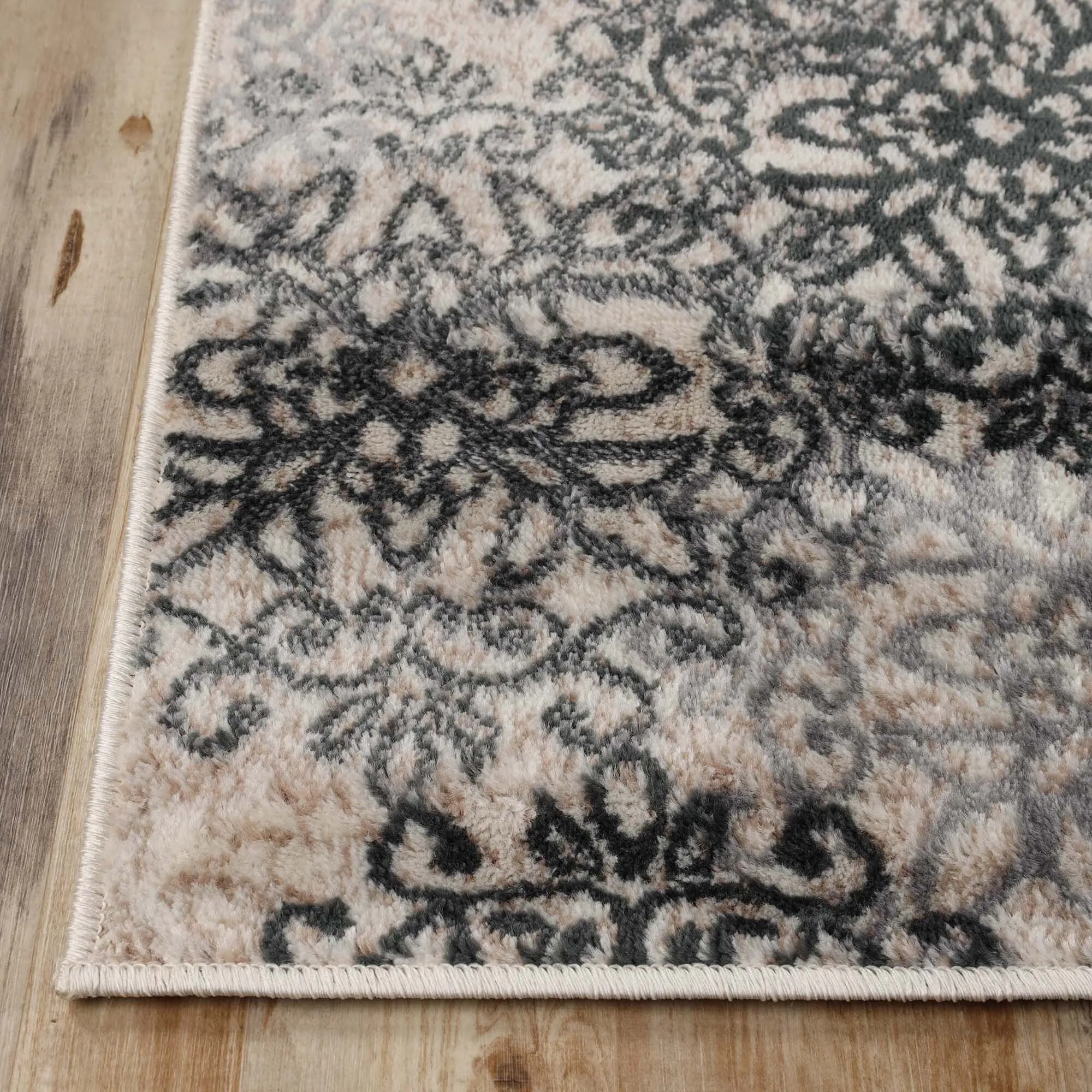 Superior Leigh Traditional Floral Scroll Indoor Runner or Area Rug
