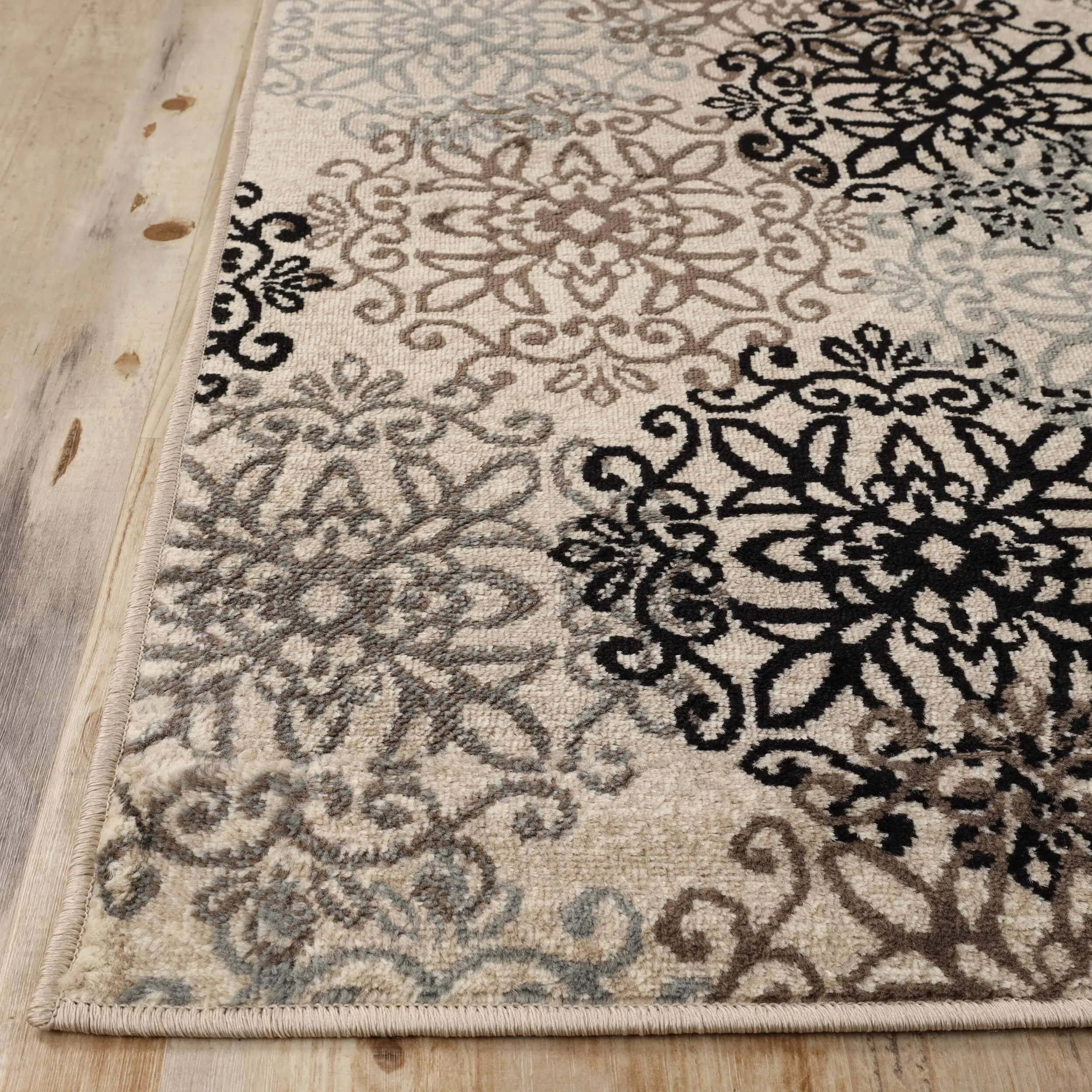 Superior Leigh Traditional Floral Scroll Indoor Runner or Area Rug