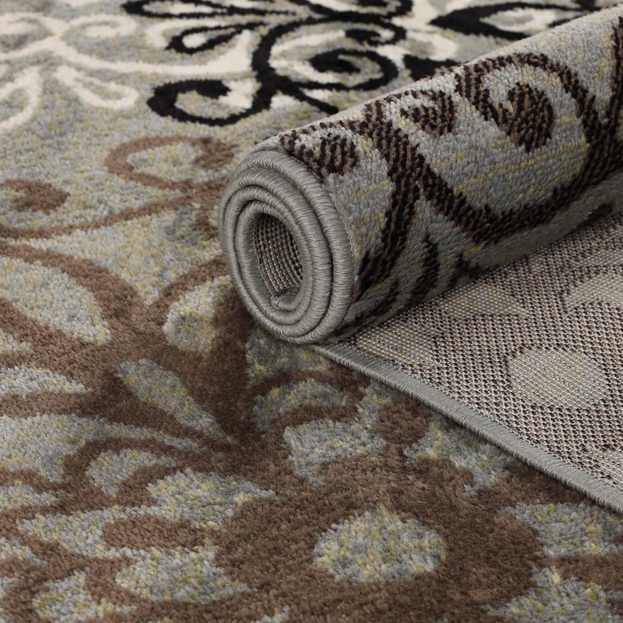 Superior Leigh Traditional Floral Scroll Indoor Runner or Area Rug