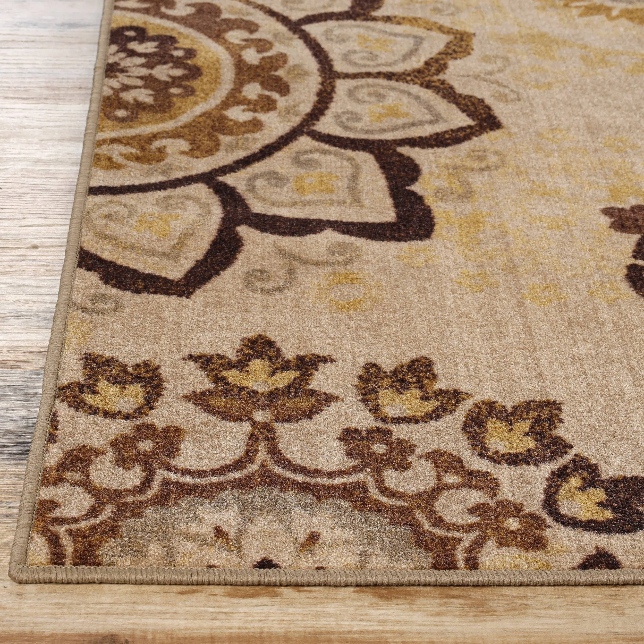 Superior Liena Medallion Non-Slip Washable Indoor Runner or Area Rug
