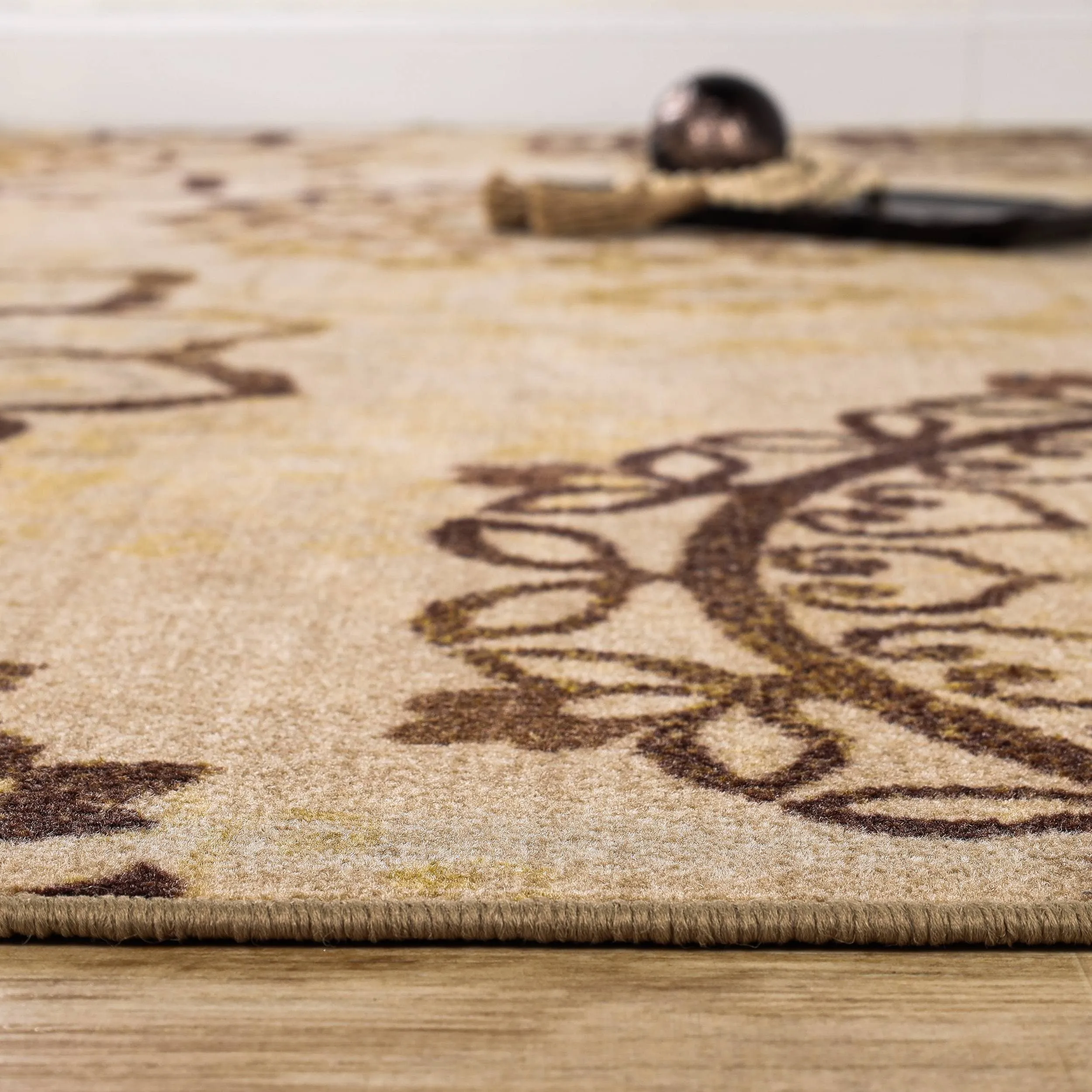 Superior Liena Medallion Non-Slip Washable Indoor Runner or Area Rug