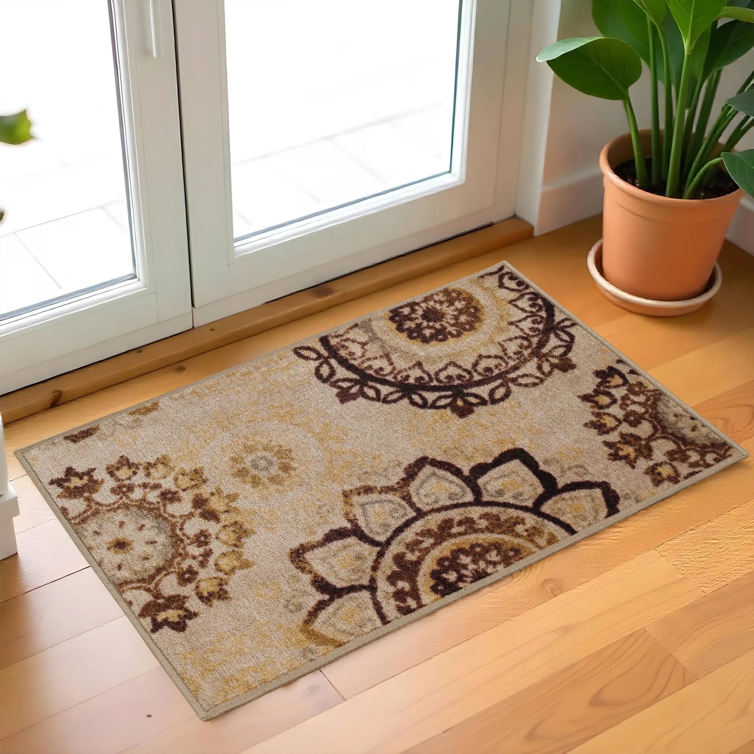 Superior Liena Medallion Non-Slip Washable Indoor Runner or Area Rug