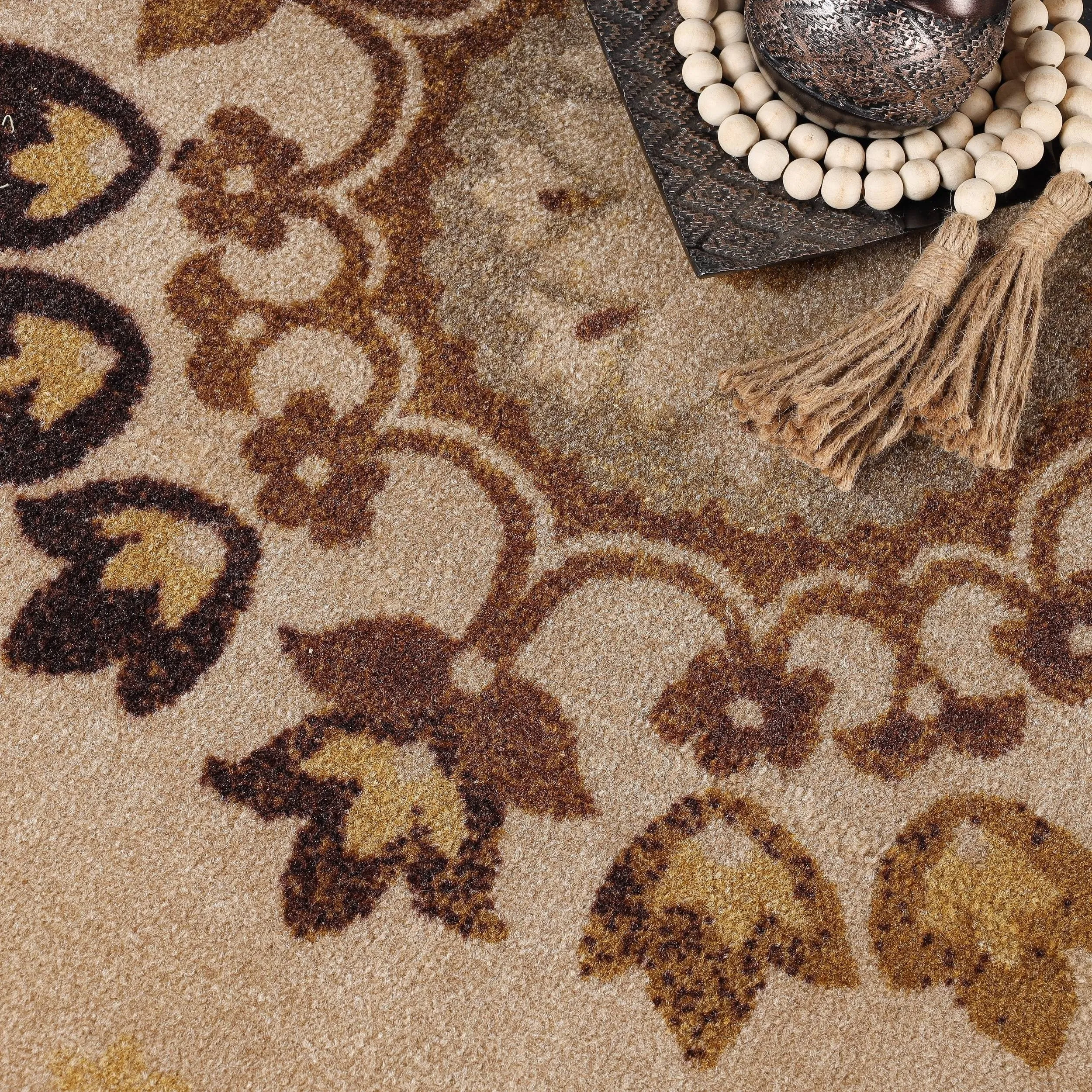Superior Liena Medallion Non-Slip Washable Indoor Runner or Area Rug