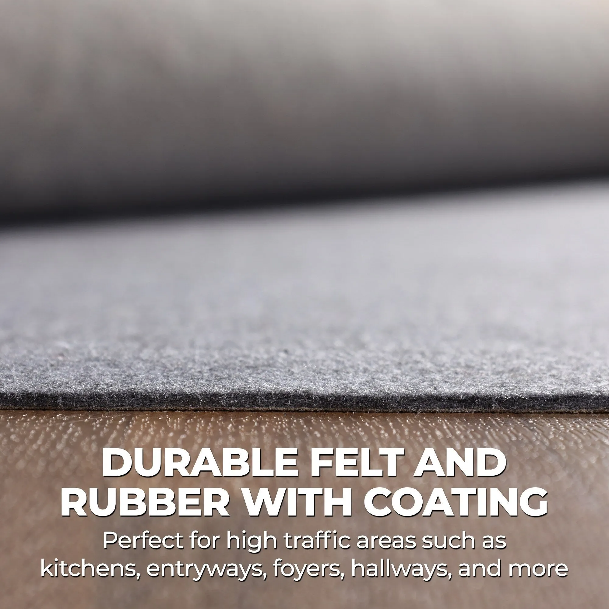 Superior Lima Non-Slip Floor Protector Felt Rubber Indoor Area Rug Pad - Neutral Grey