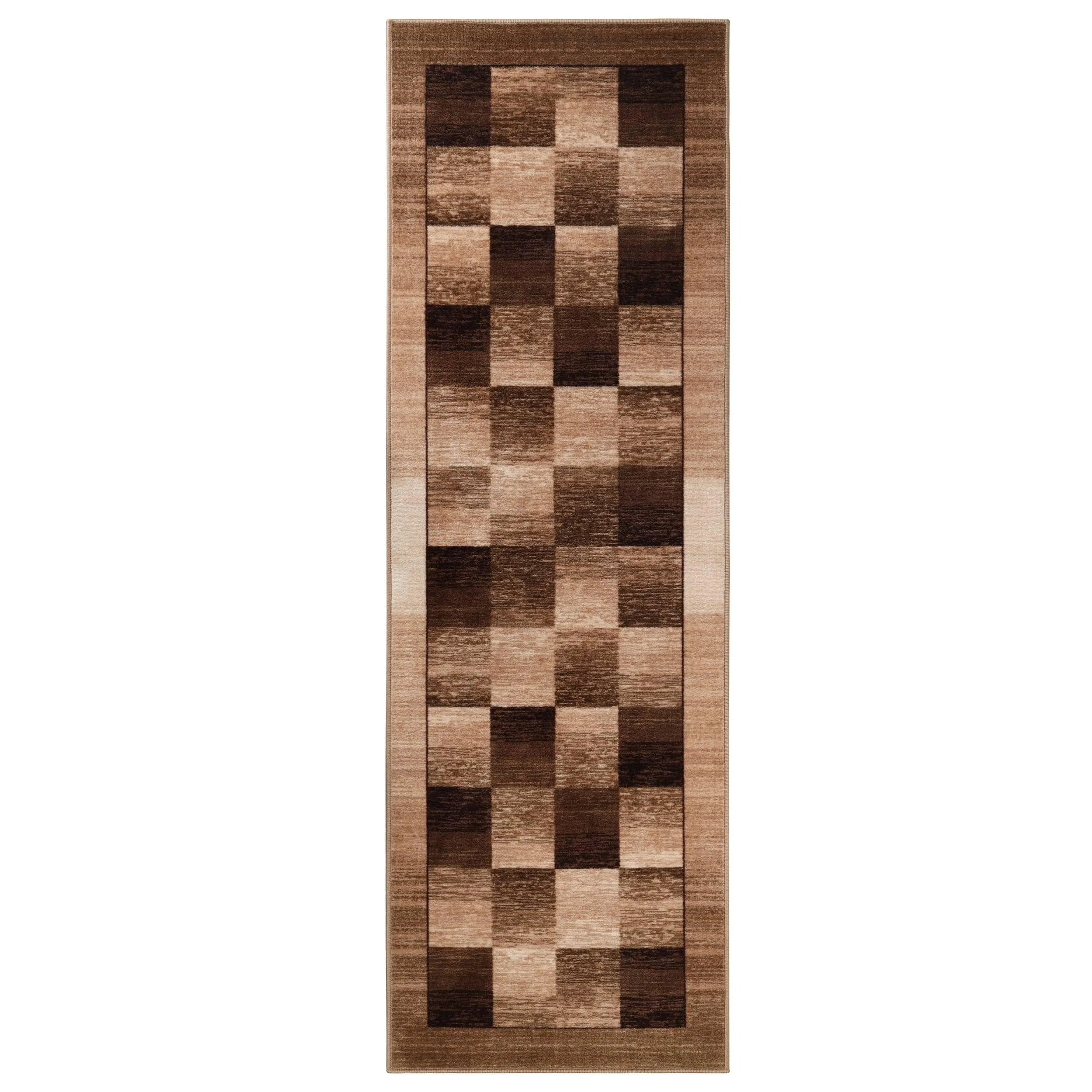 Superior Lockwood Color Block Non-Slip Washable Indoor Runner or Area Rug