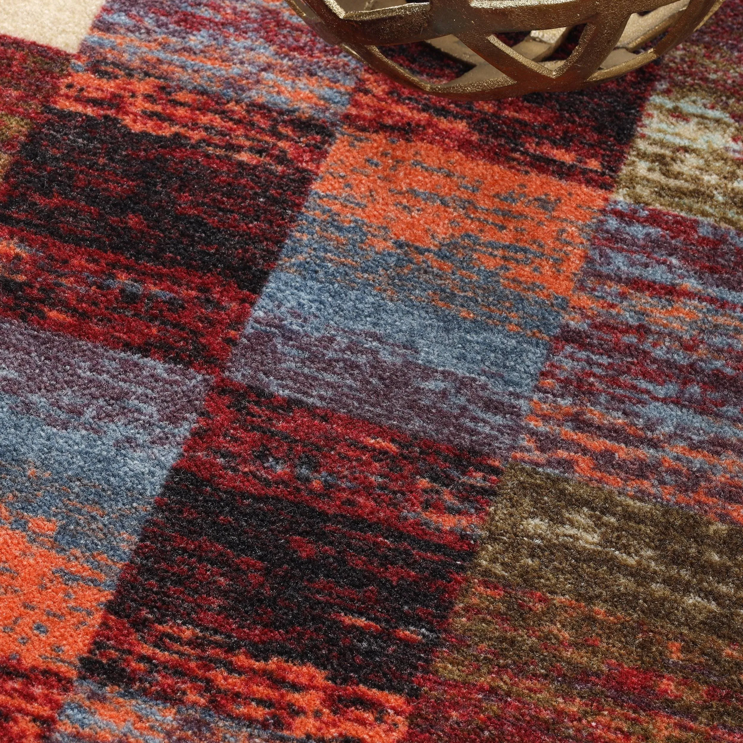Superior Lockwood Color Block Non-Slip Washable Indoor Runner or Area Rug