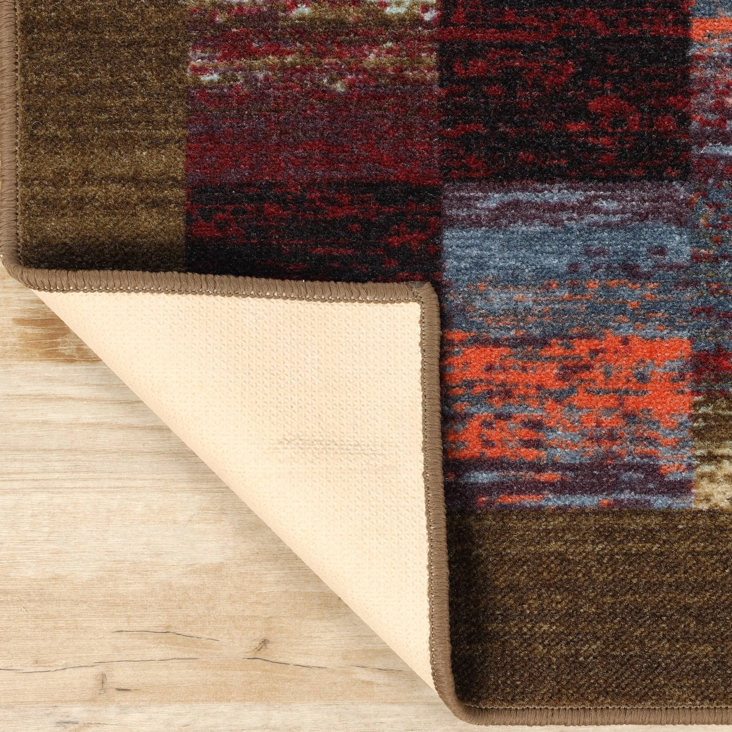 Superior Lockwood Color Block Non-Slip Washable Indoor Runner or Area Rug