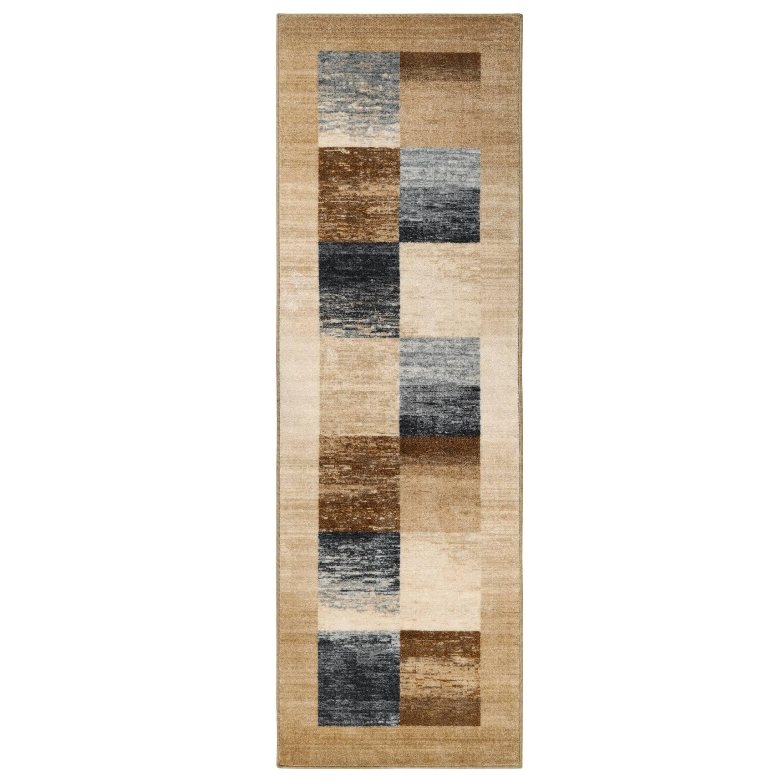 Superior Lockwood Color Block Non-Slip Washable Indoor Runner or Area Rug