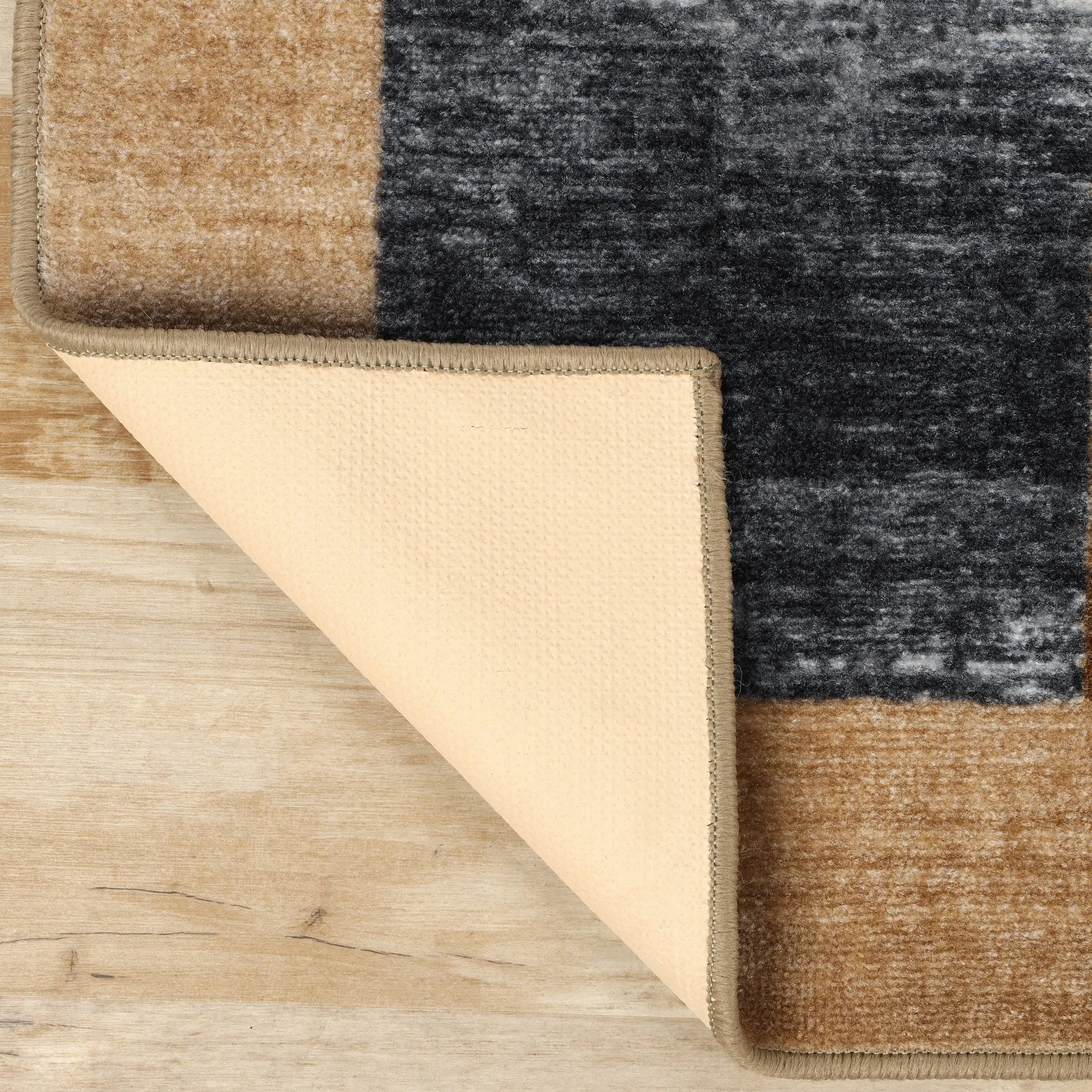 Superior Lockwood Color Block Non-Slip Washable Indoor Runner or Area Rug