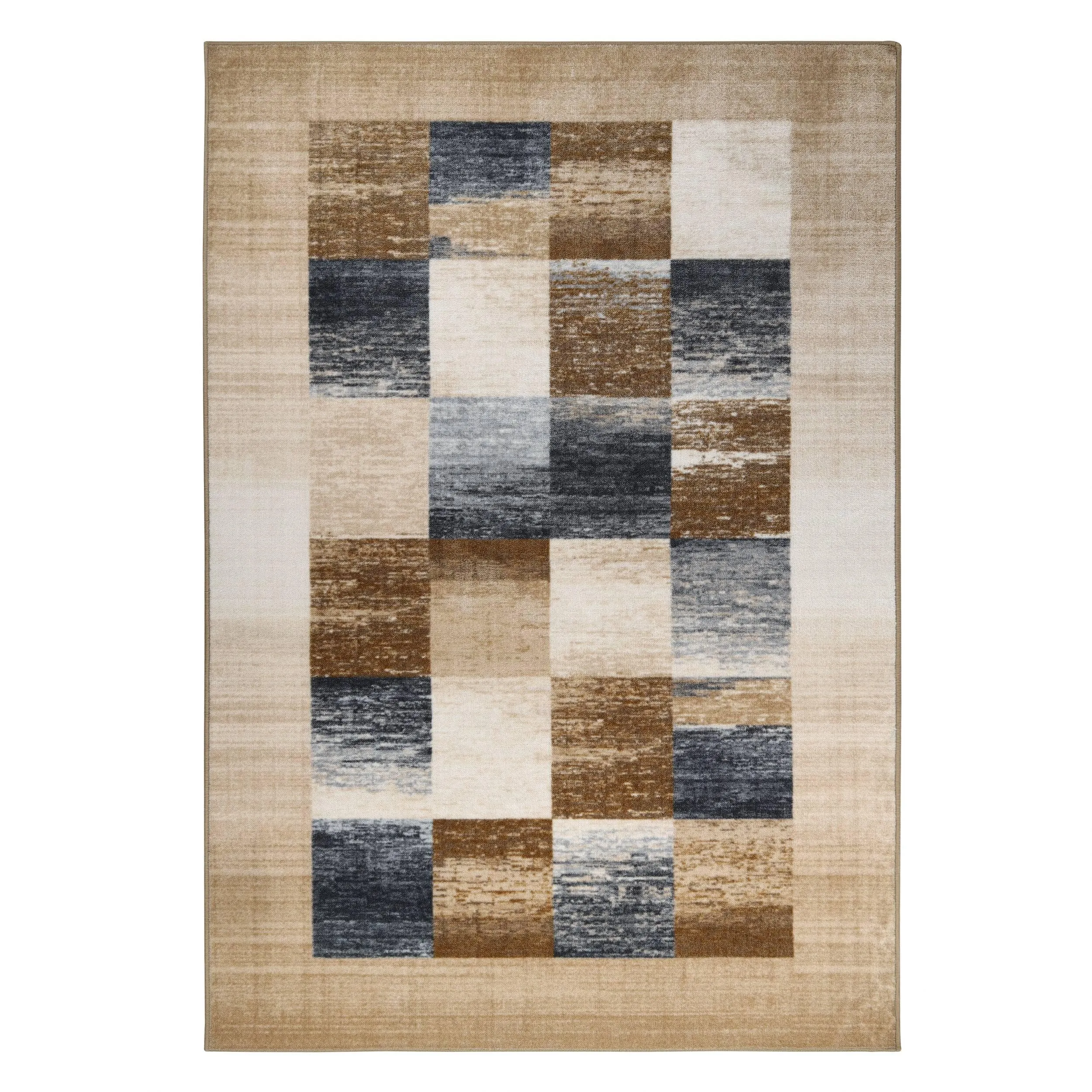 Superior Lockwood Color Block Non-Slip Washable Indoor Runner or Area Rug