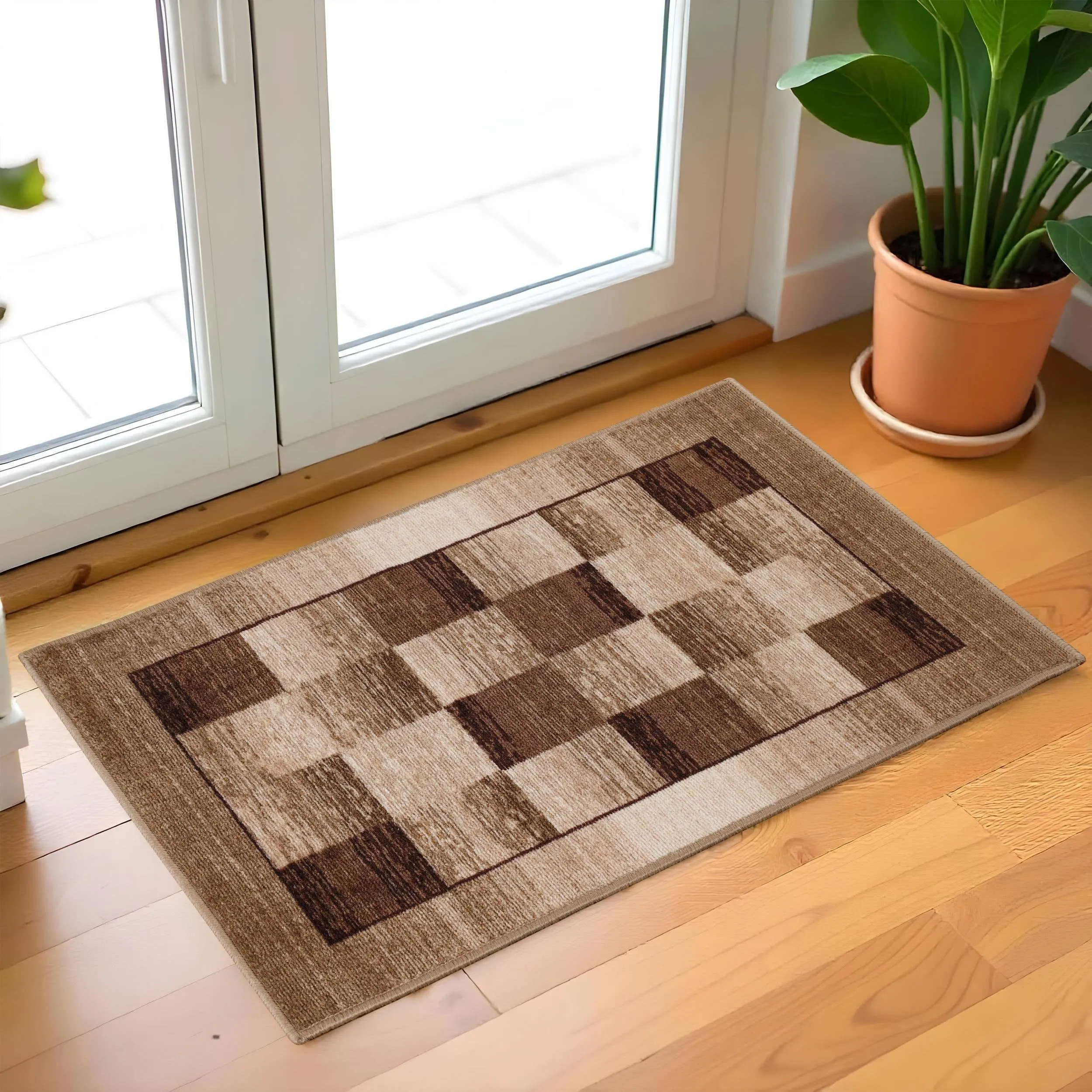 Superior Lockwood Color Block Non-Slip Washable Indoor Runner or Area Rug