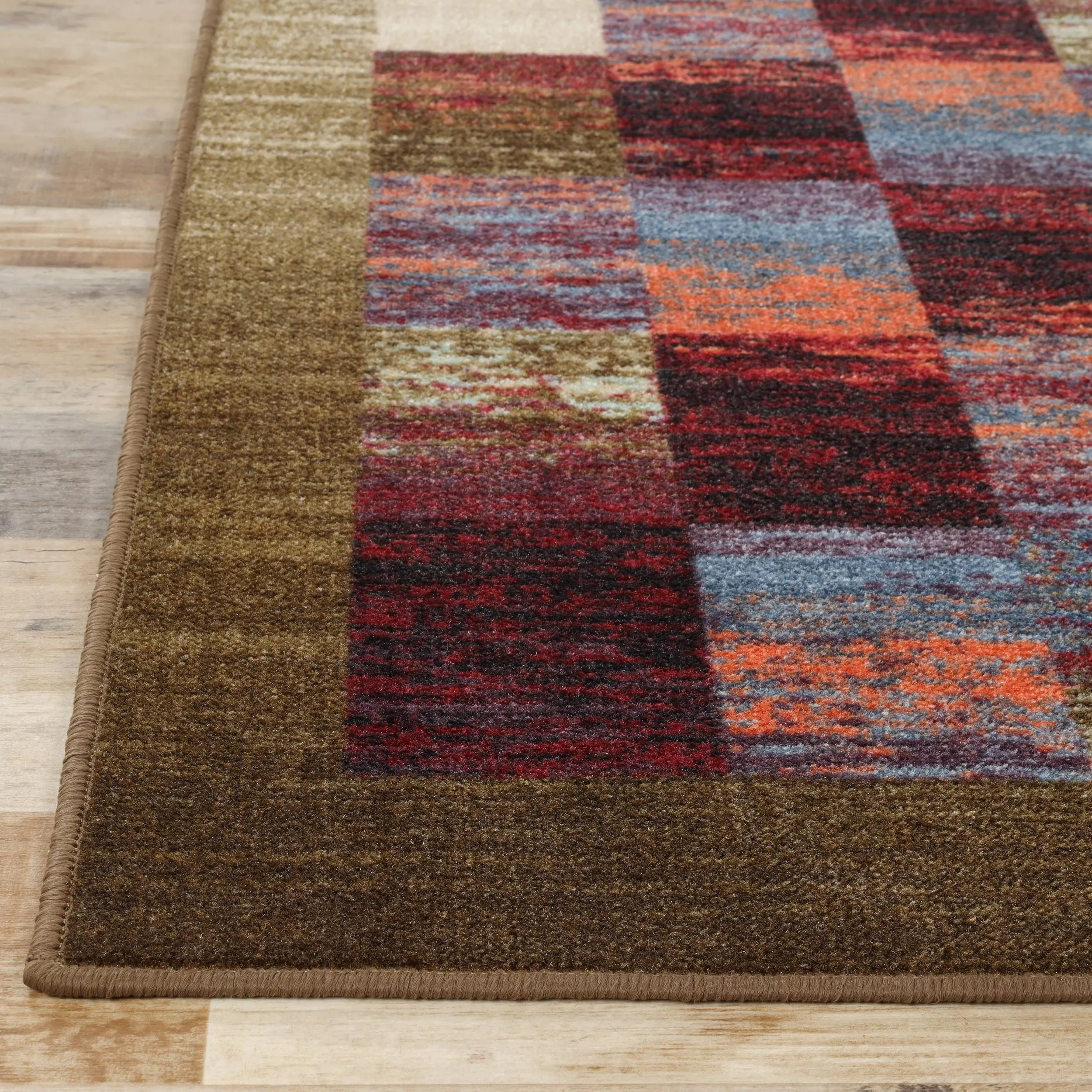 Superior Lockwood Color Block Non-Slip Washable Indoor Runner or Area Rug