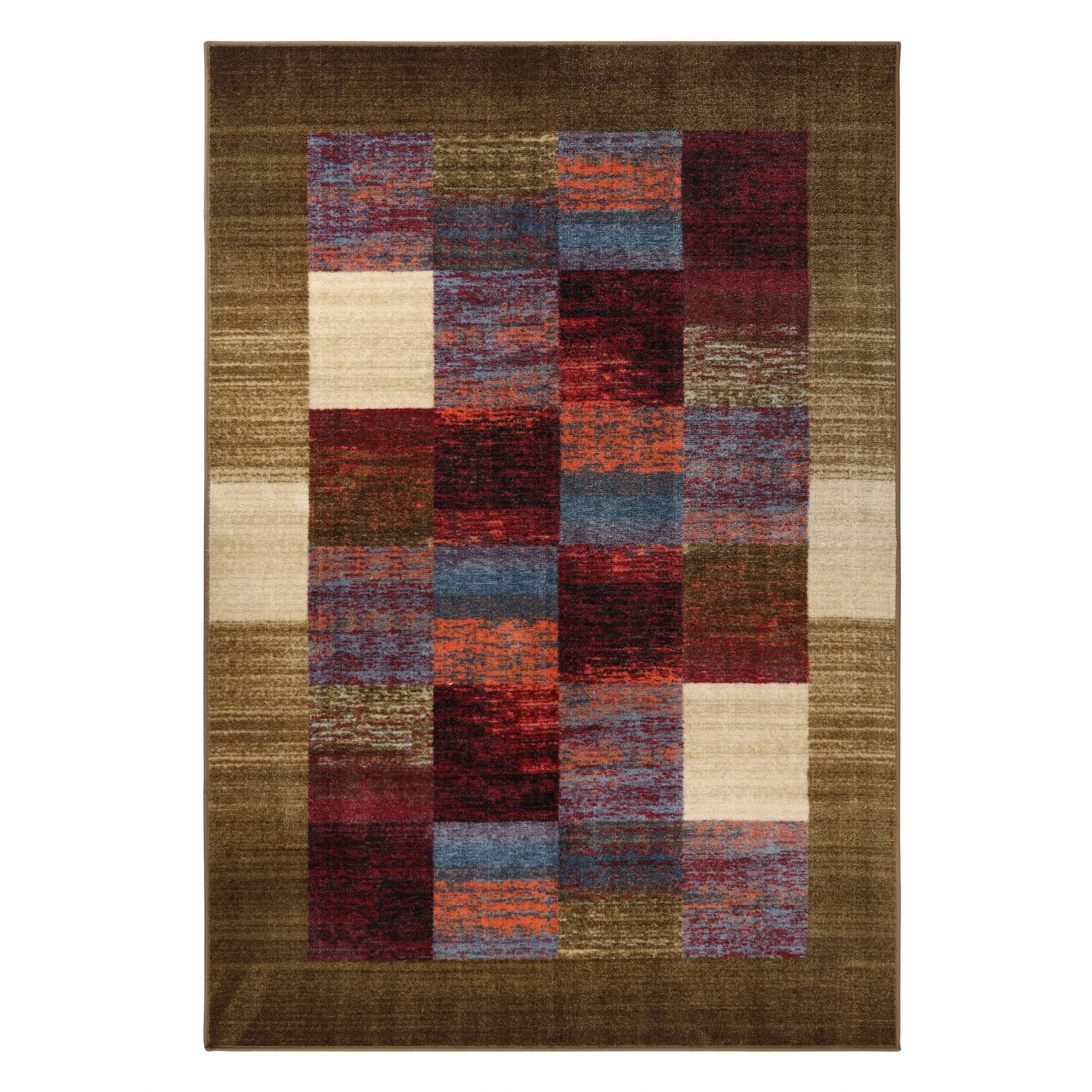 Superior Lockwood Color Block Non-Slip Washable Indoor Runner or Area Rug