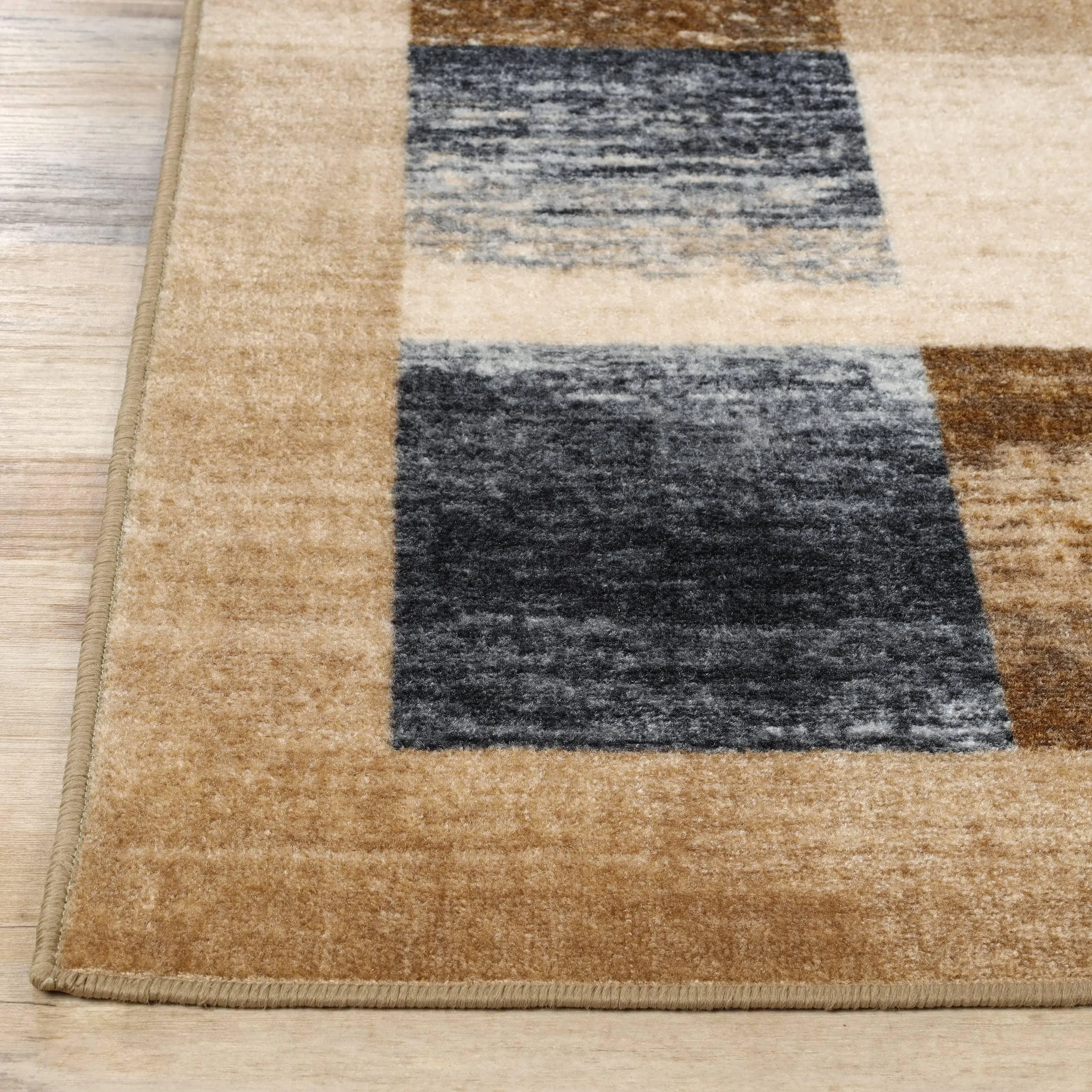 Superior Lockwood Color Block Non-Slip Washable Indoor Runner or Area Rug