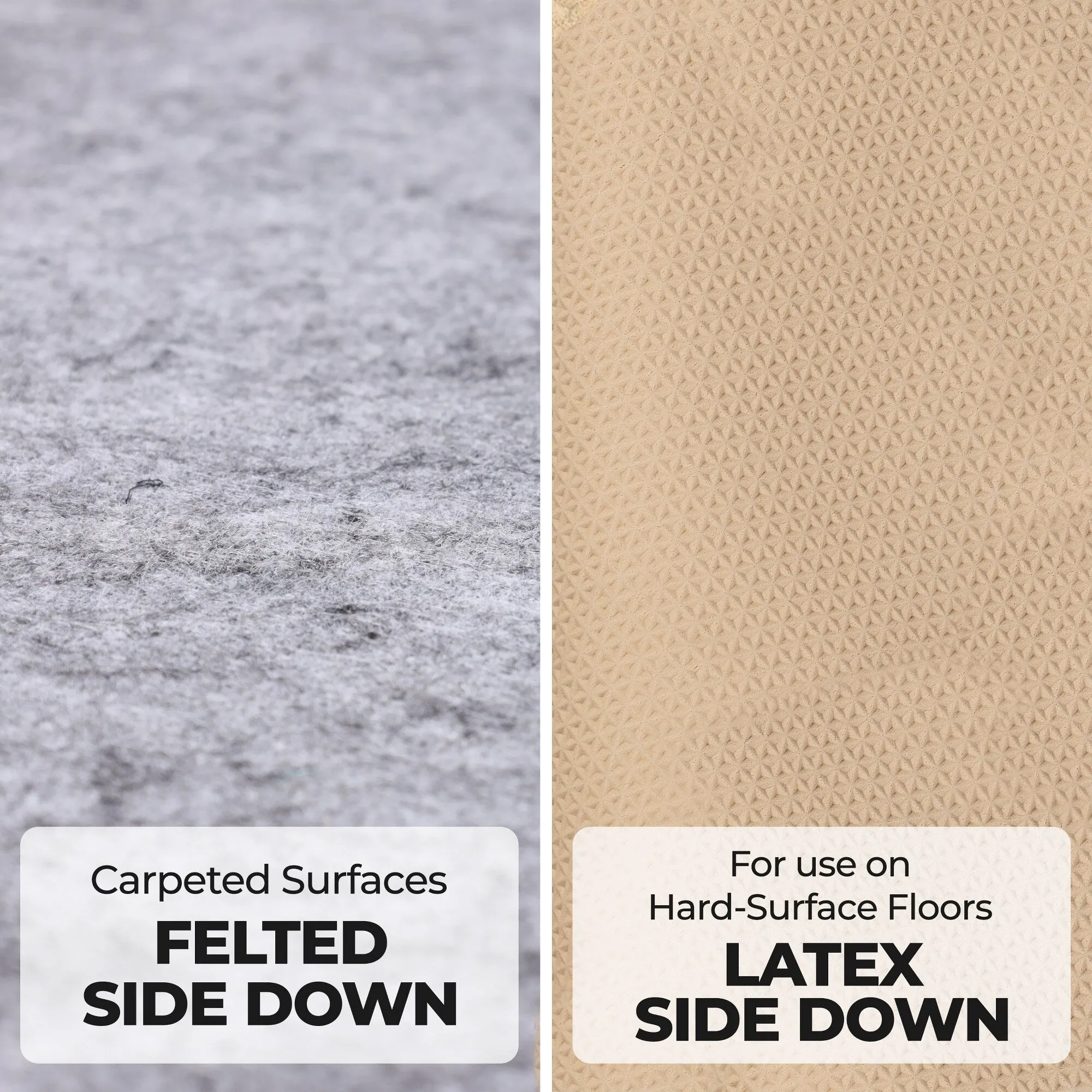 Superior Lynn Non-Slip Felt Rubber Indoor Floor Area Rug Pad With Coating - Neutral Grey