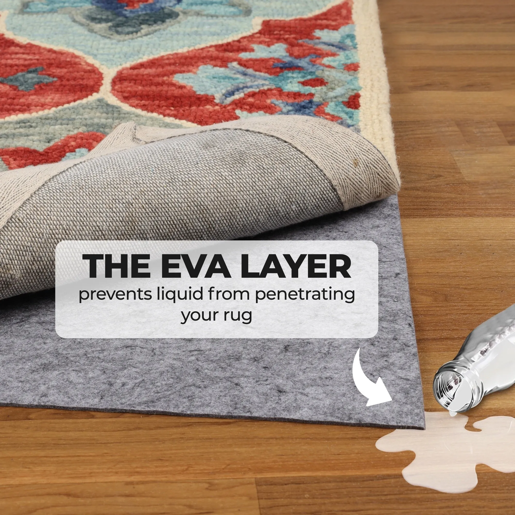 Superior Lynn Non-Slip Felt Rubber Indoor Floor Area Rug Pad With Coating - Neutral Grey