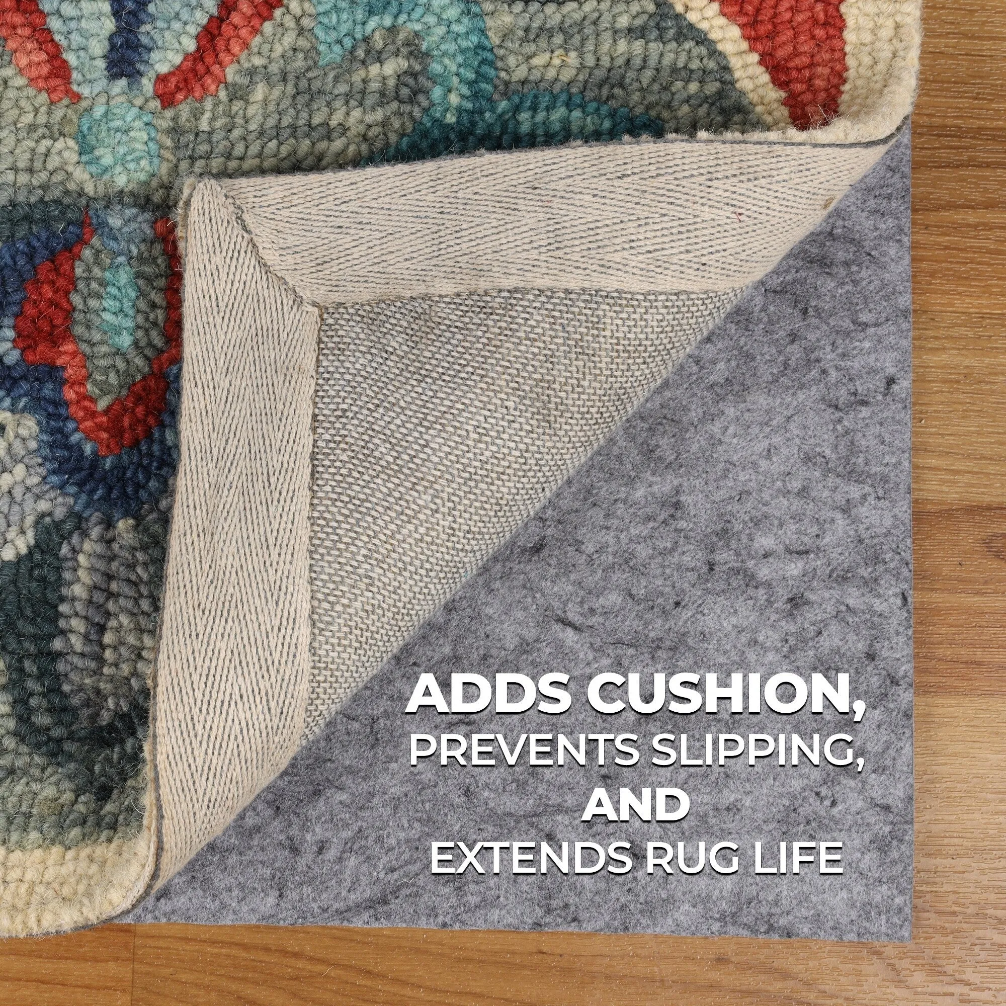 Superior Lynn Non-Slip Felt Rubber Indoor Floor Area Rug Pad With Coating - Neutral Grey