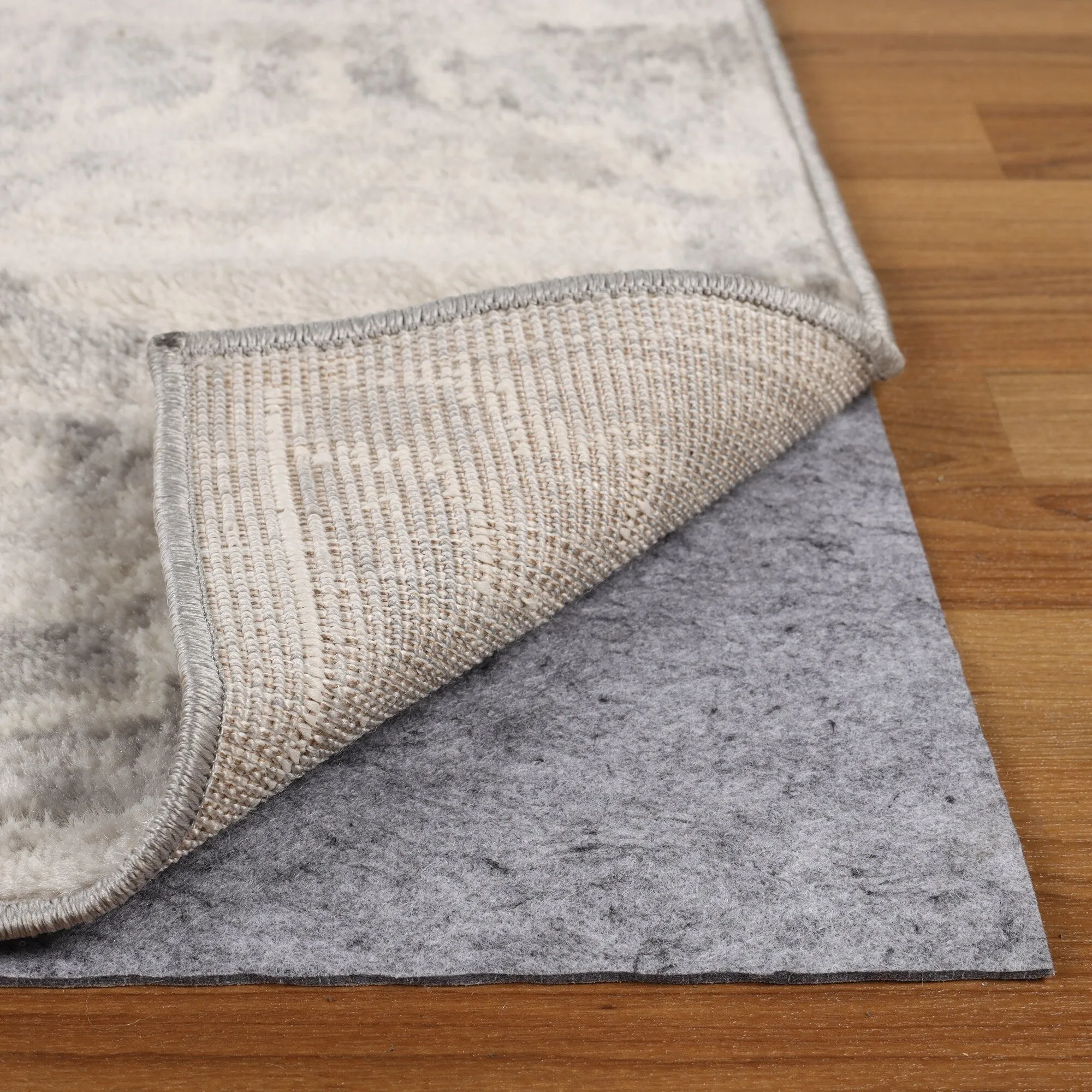 Superior Lynn Non-Slip Felt Rubber Indoor Floor Area Rug Pad With Coating - Neutral Grey