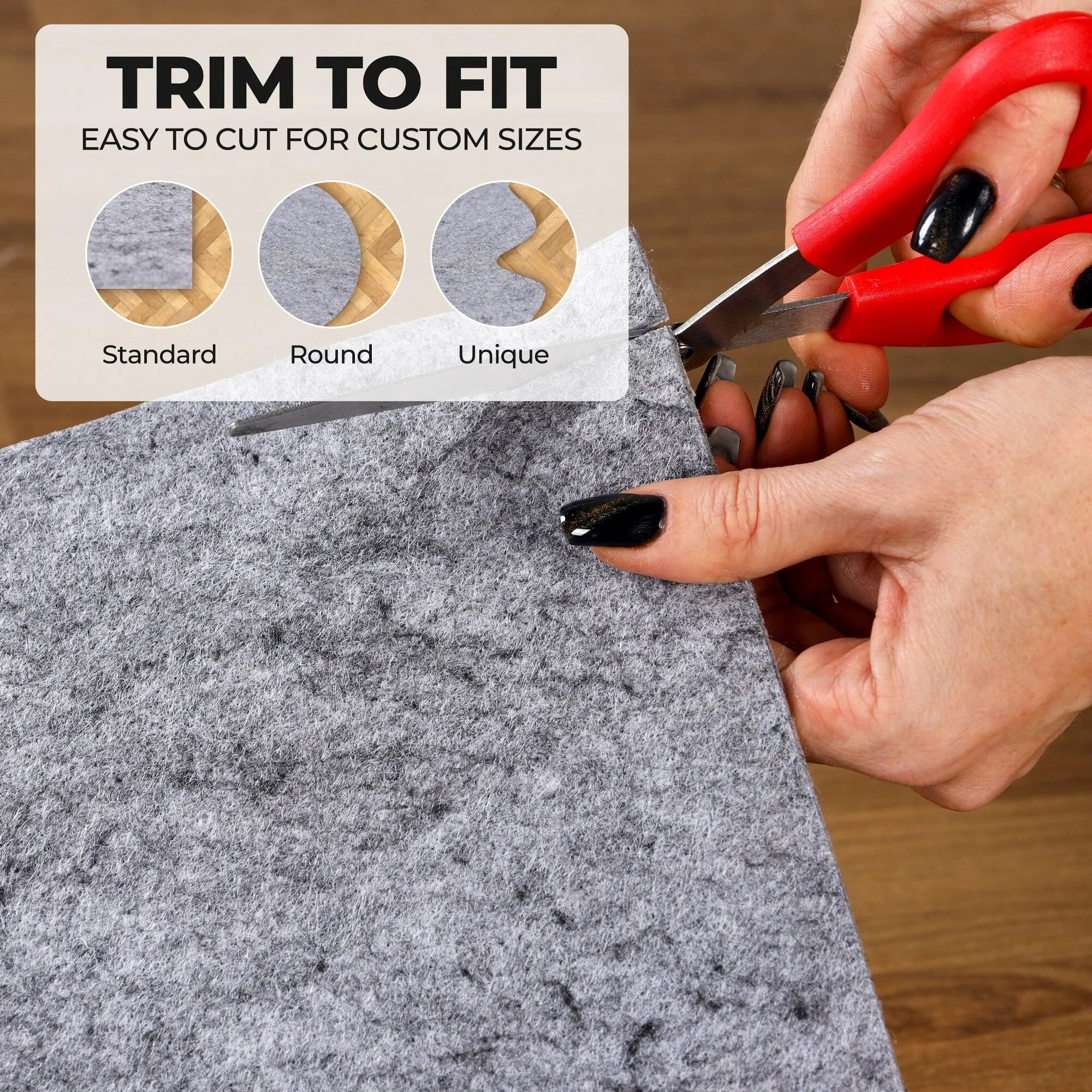 Superior Lynn Non-Slip Felt Rubber Indoor Floor Area Rug Pad With Coating - Neutral Grey