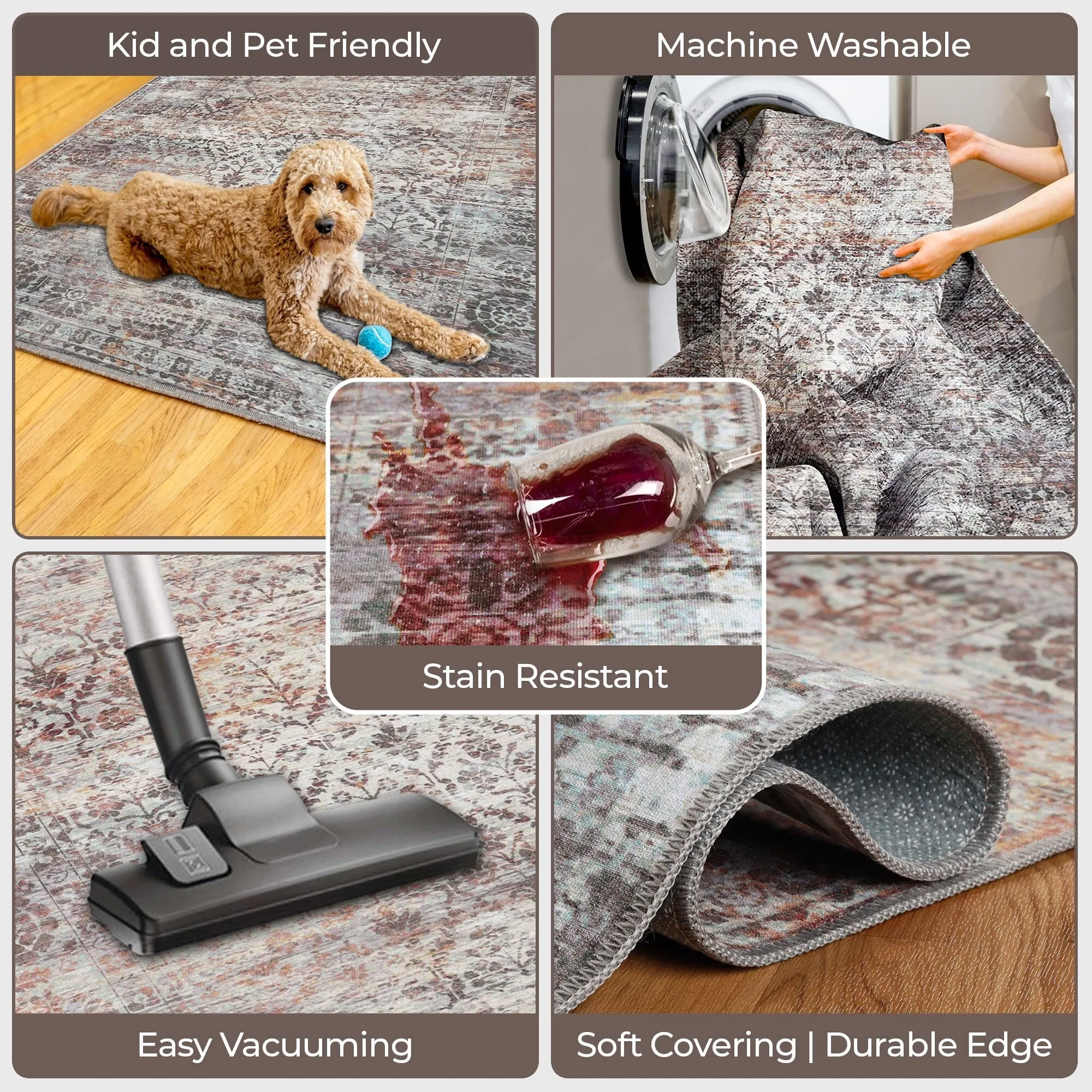 Superior Macaw Lattice Non-Slip Machine Washable Indoor Area Rug or Runner