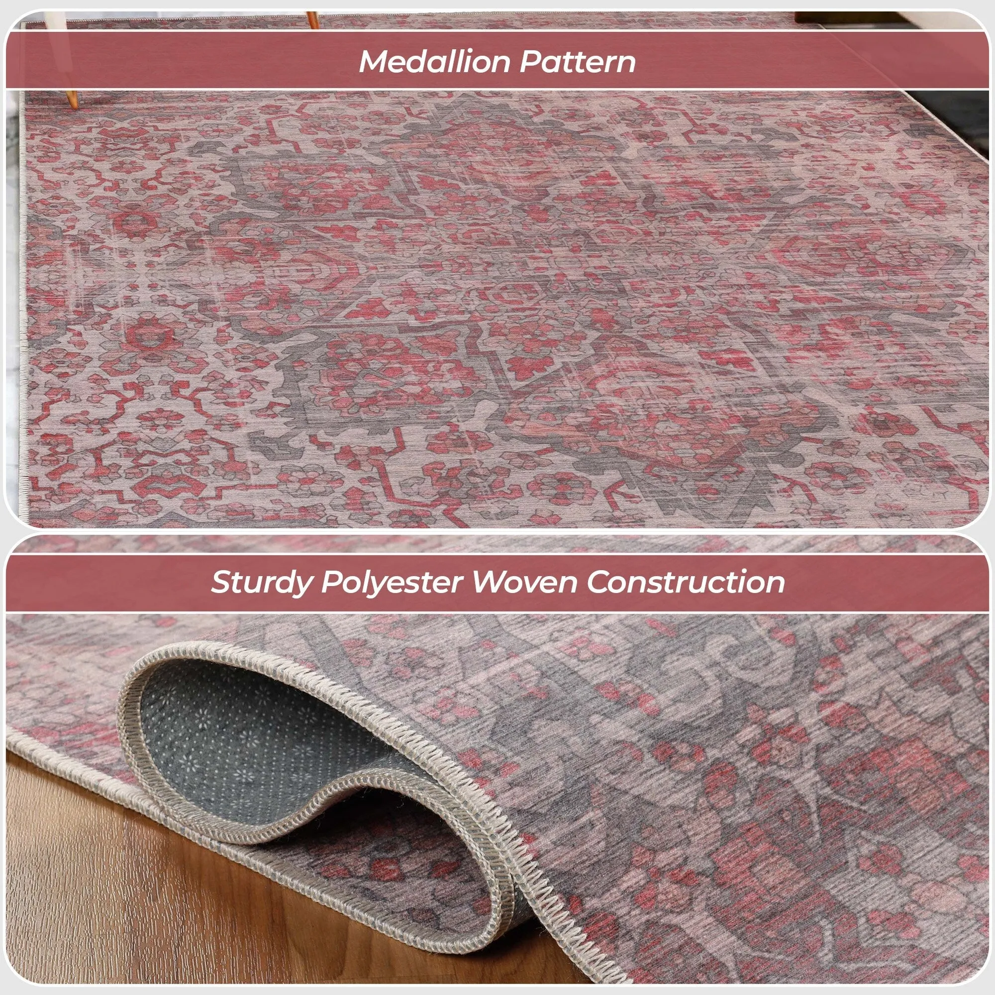 Superior Manakin Boho Non-Slip Machine Washable Indoor Area Rug or Runner