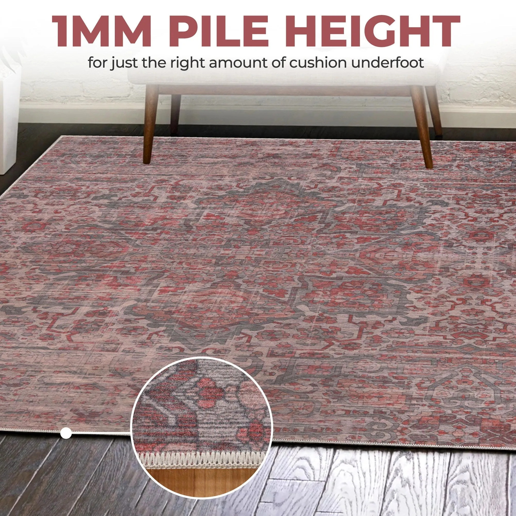 Superior Manakin Boho Non-Slip Machine Washable Indoor Area Rug or Runner