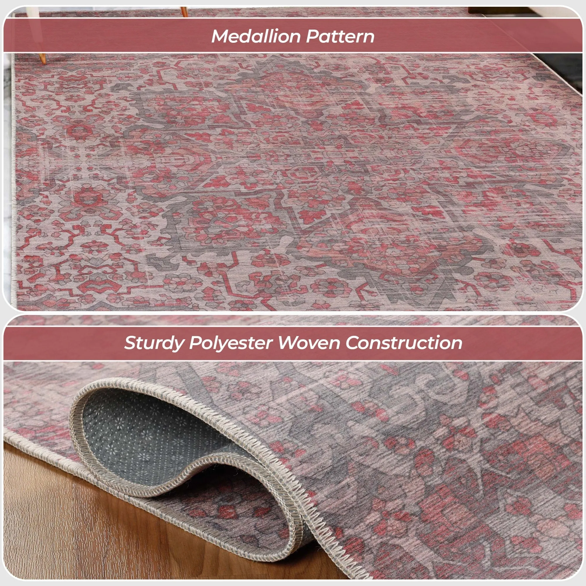 Superior Manakin Boho Non-Slip Machine Washable Indoor Area Rug or Runner