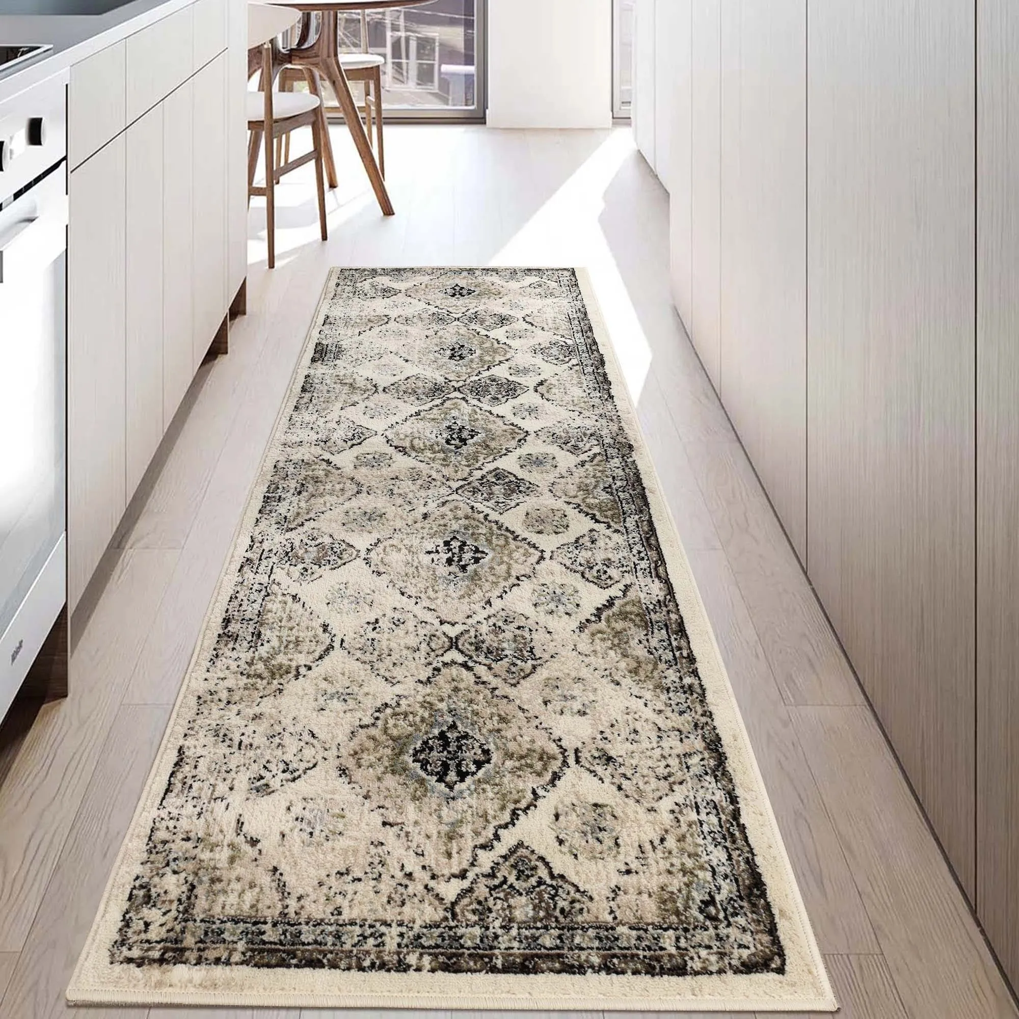 Superior Mayfair Distressed Damask Indoor Runner or Area Rug
