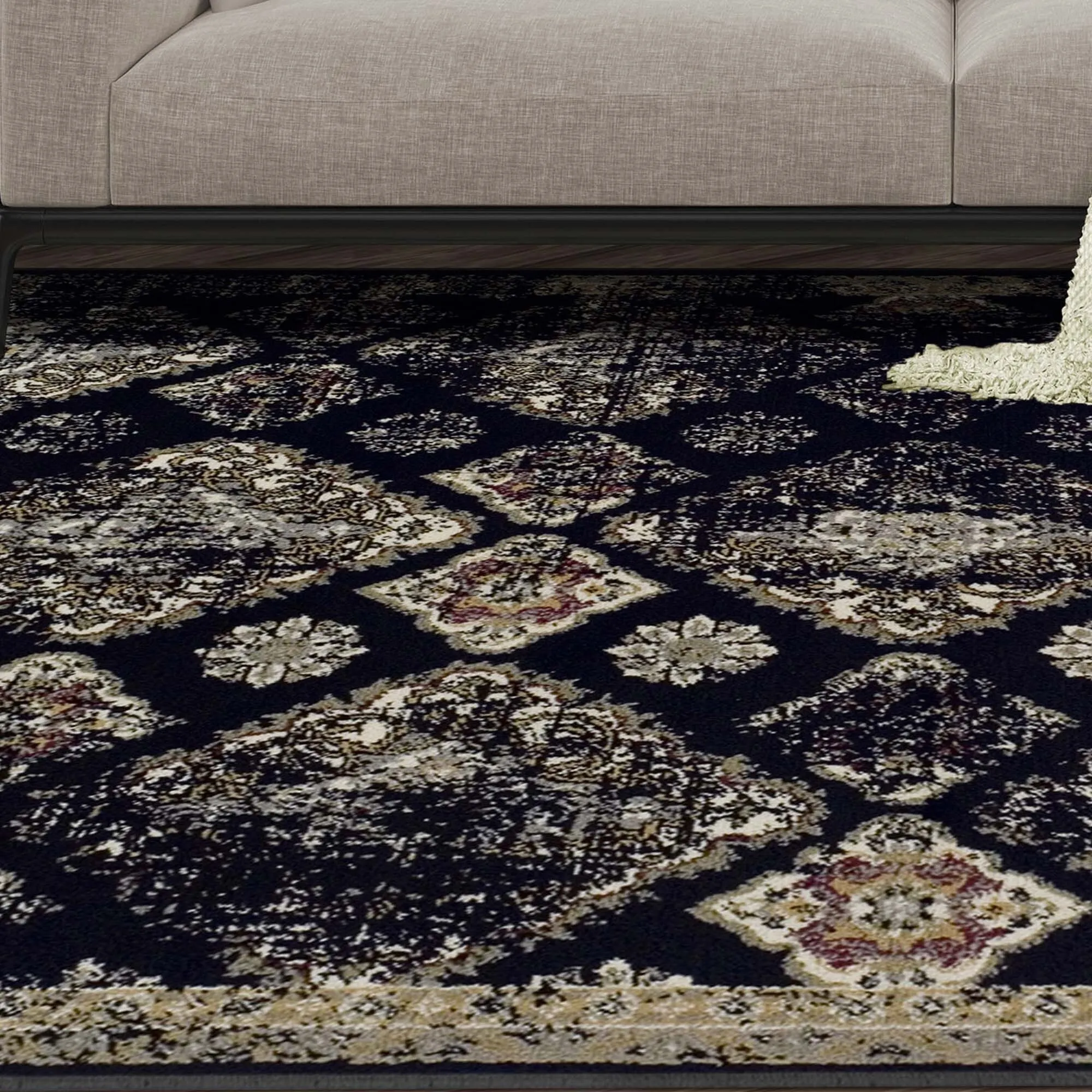 Superior Mayfair Distressed Damask Indoor Runner or Area Rug