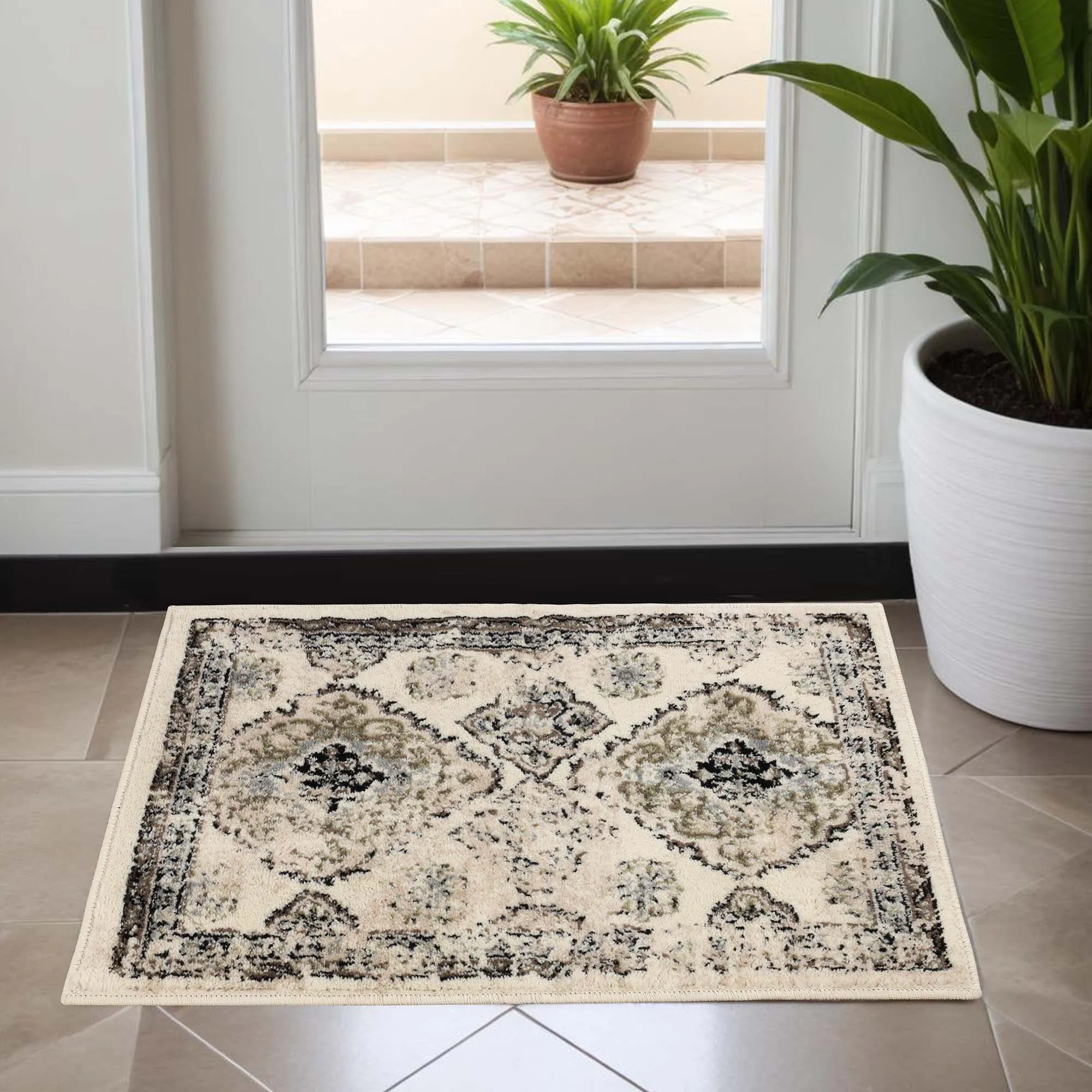 Superior Mayfair Distressed Damask Indoor Runner or Area Rug
