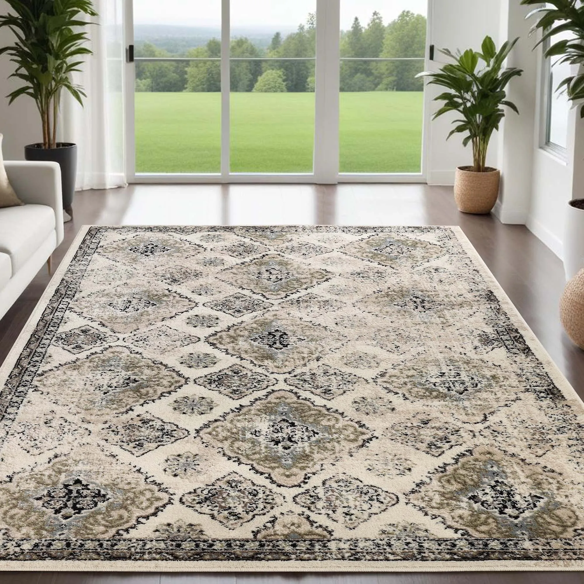 Superior Mayfair Distressed Damask Indoor Runner or Area Rug