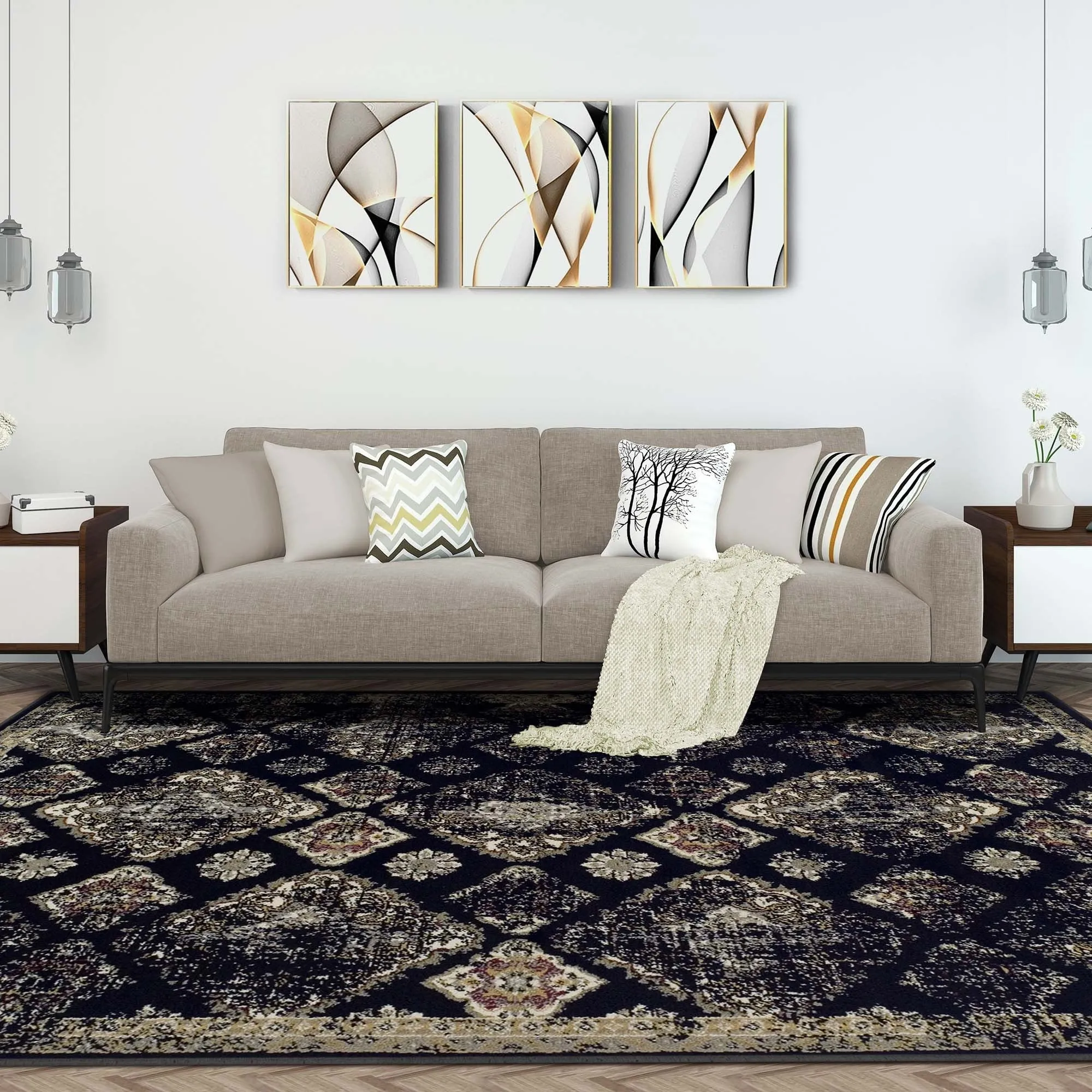 Superior Mayfair Distressed Damask Indoor Runner or Area Rug