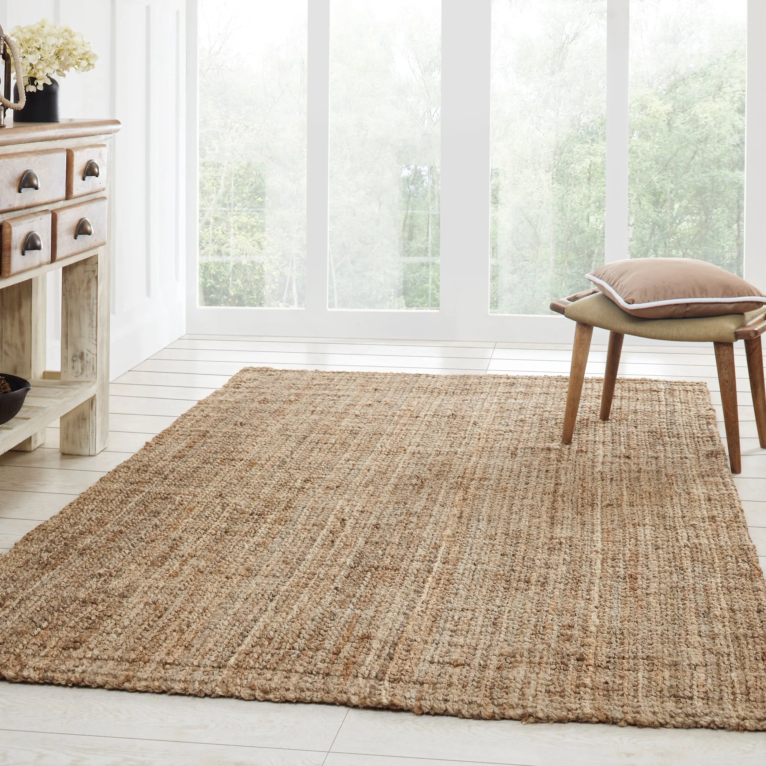 Superior Modern Coastal Rustic Handwoven Braided Jute Indoor Area Rug