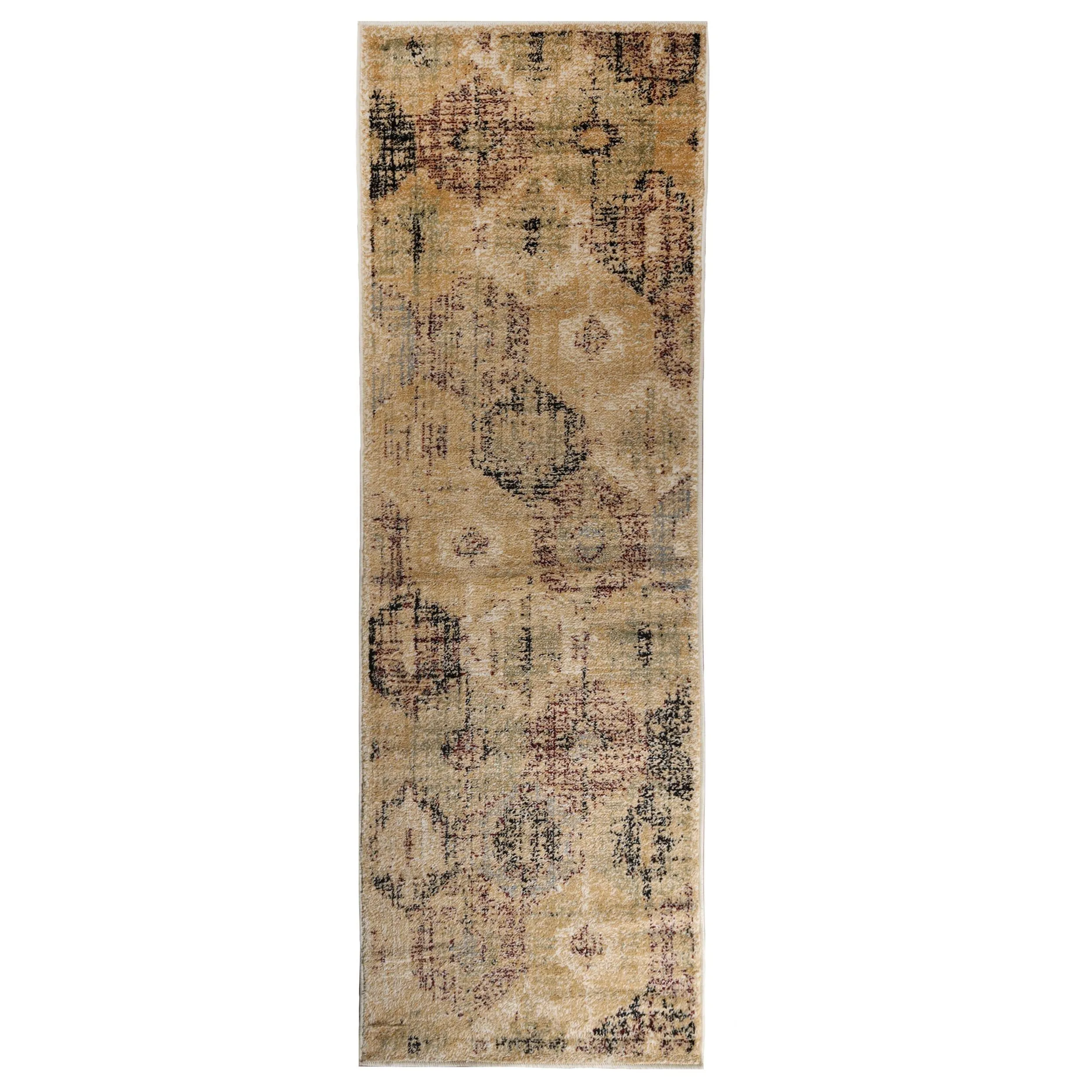 Superior Modern Distressed Diamonds Polypropylene Indoor Area Rug