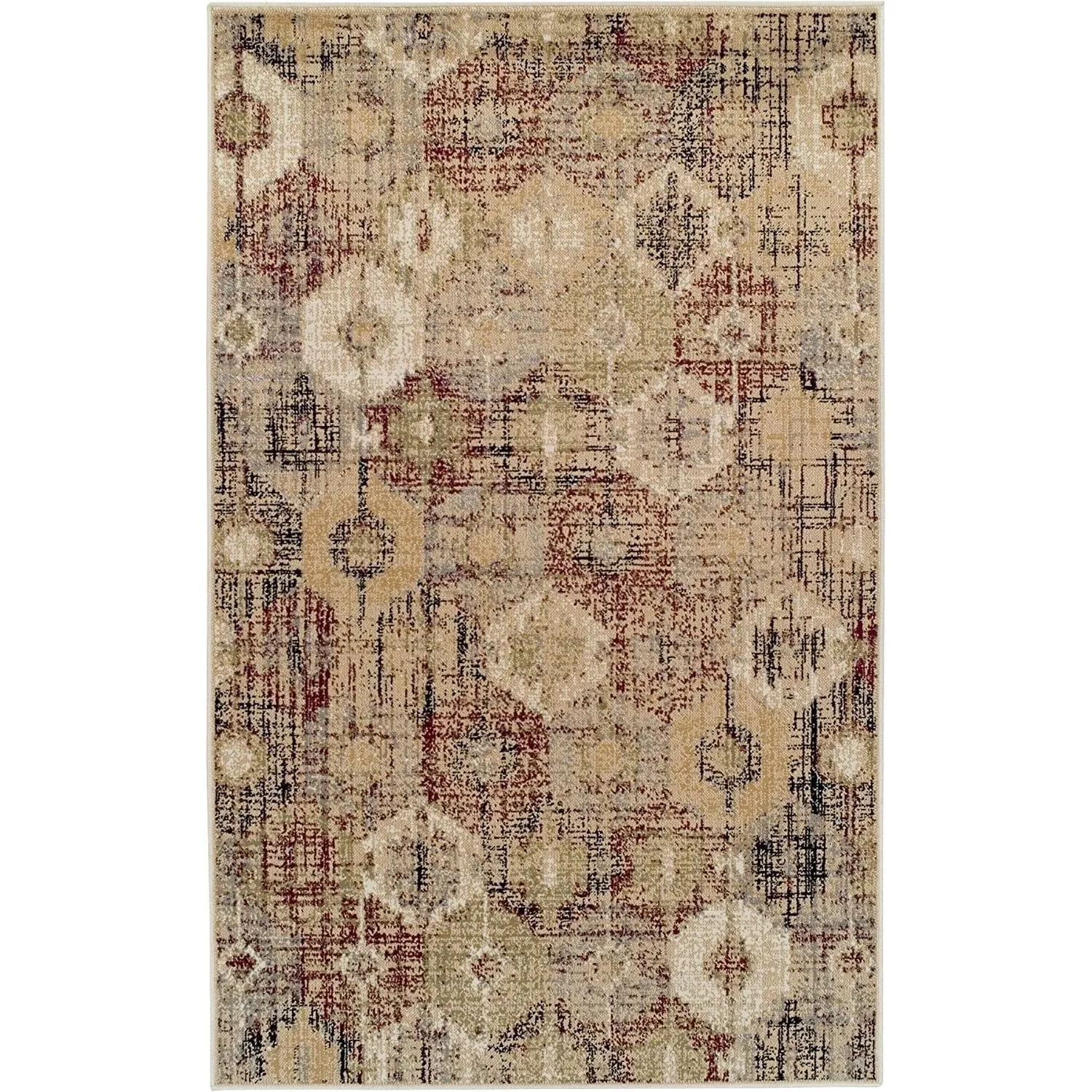Superior Modern Distressed Diamonds Polypropylene Indoor Area Rug