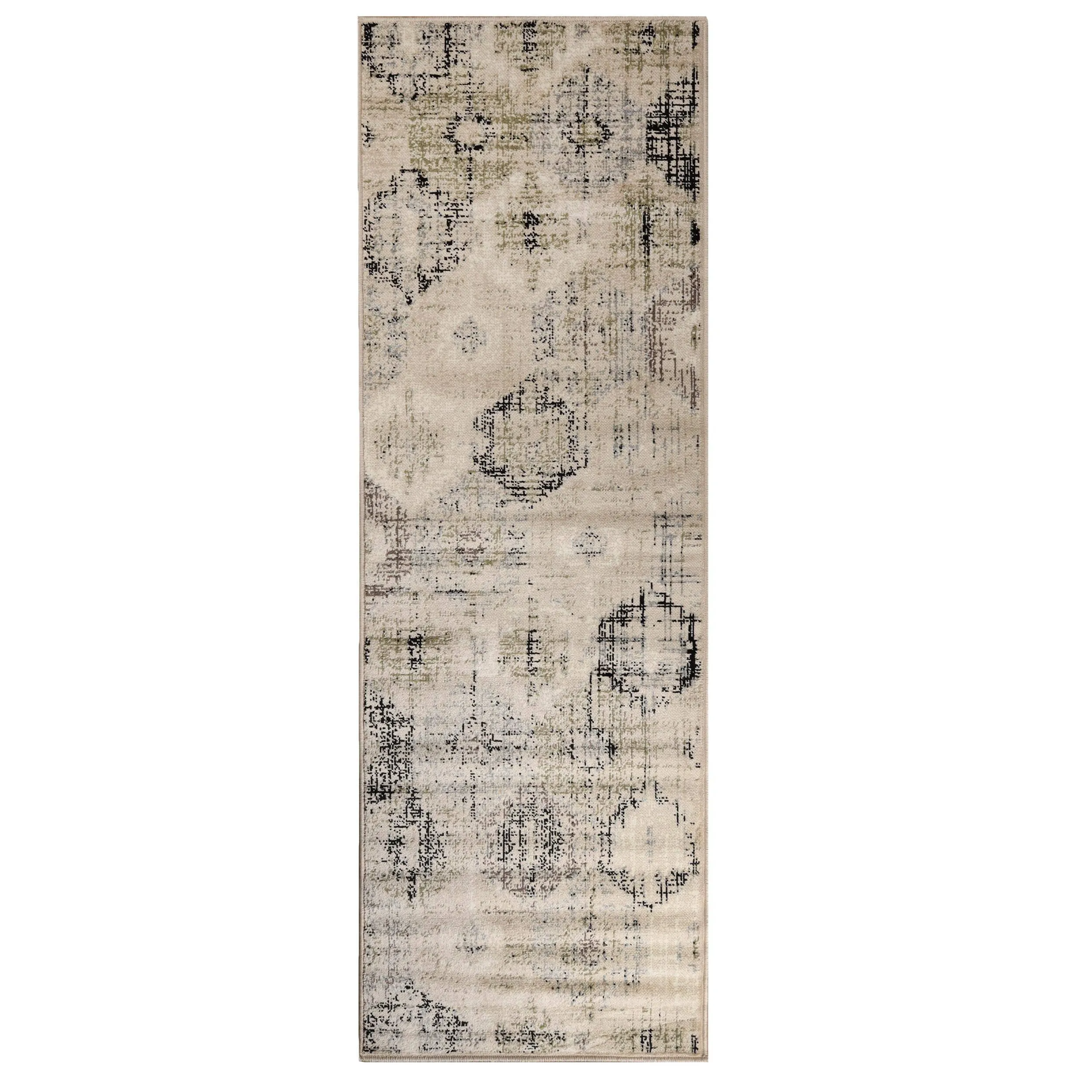 Superior Modern Distressed Diamonds Polypropylene Indoor Area Rug