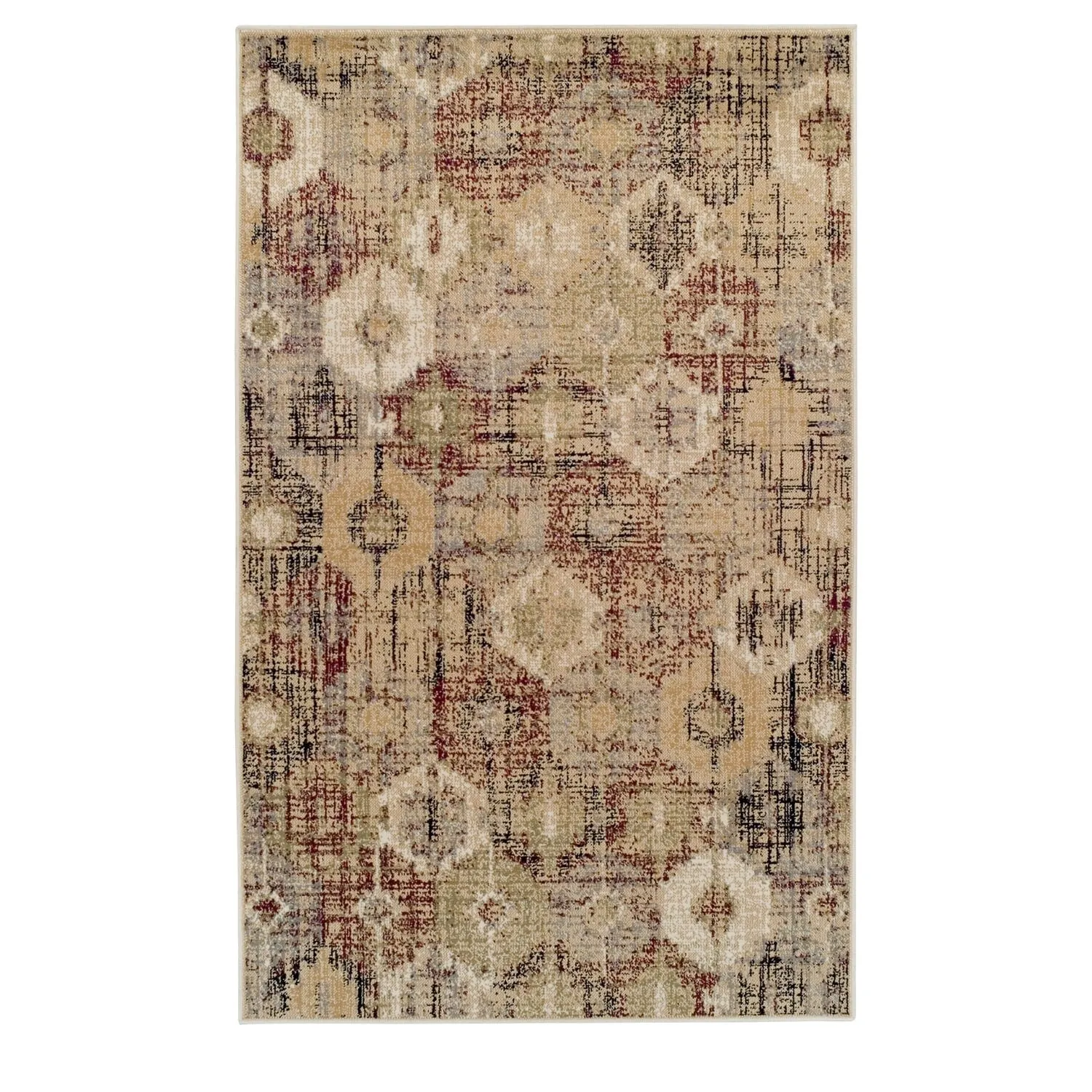 Superior Modern Distressed Diamonds Polypropylene Indoor Area Rug