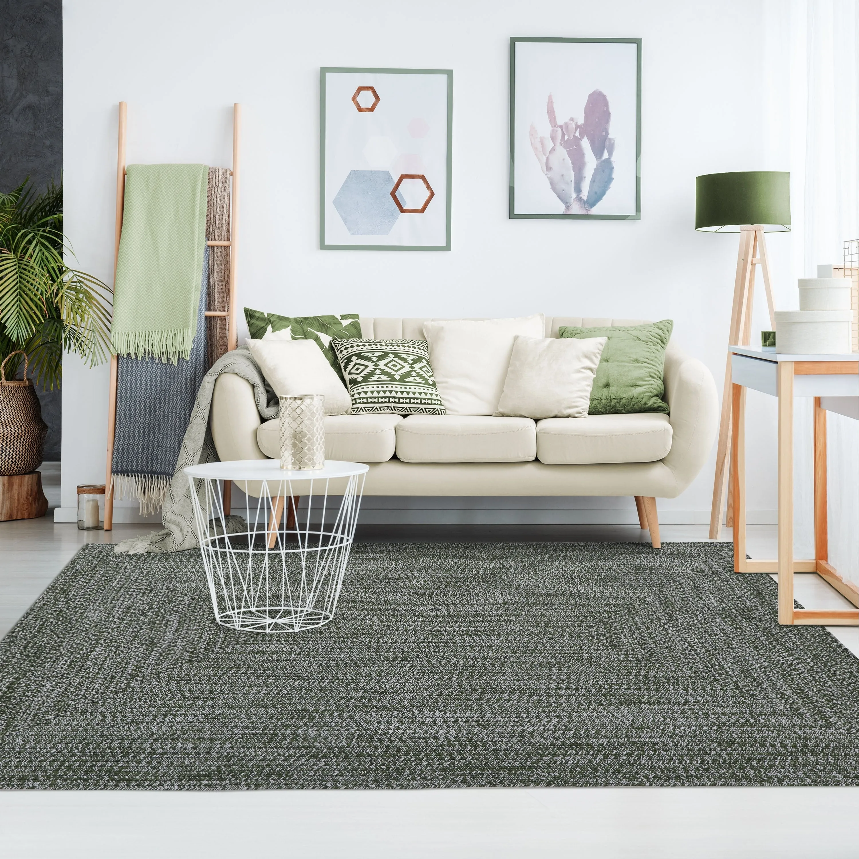 Superior Modern Rustic Bohemian Reversible Multi-Tone Braided Indoor Outdoor Area Rug