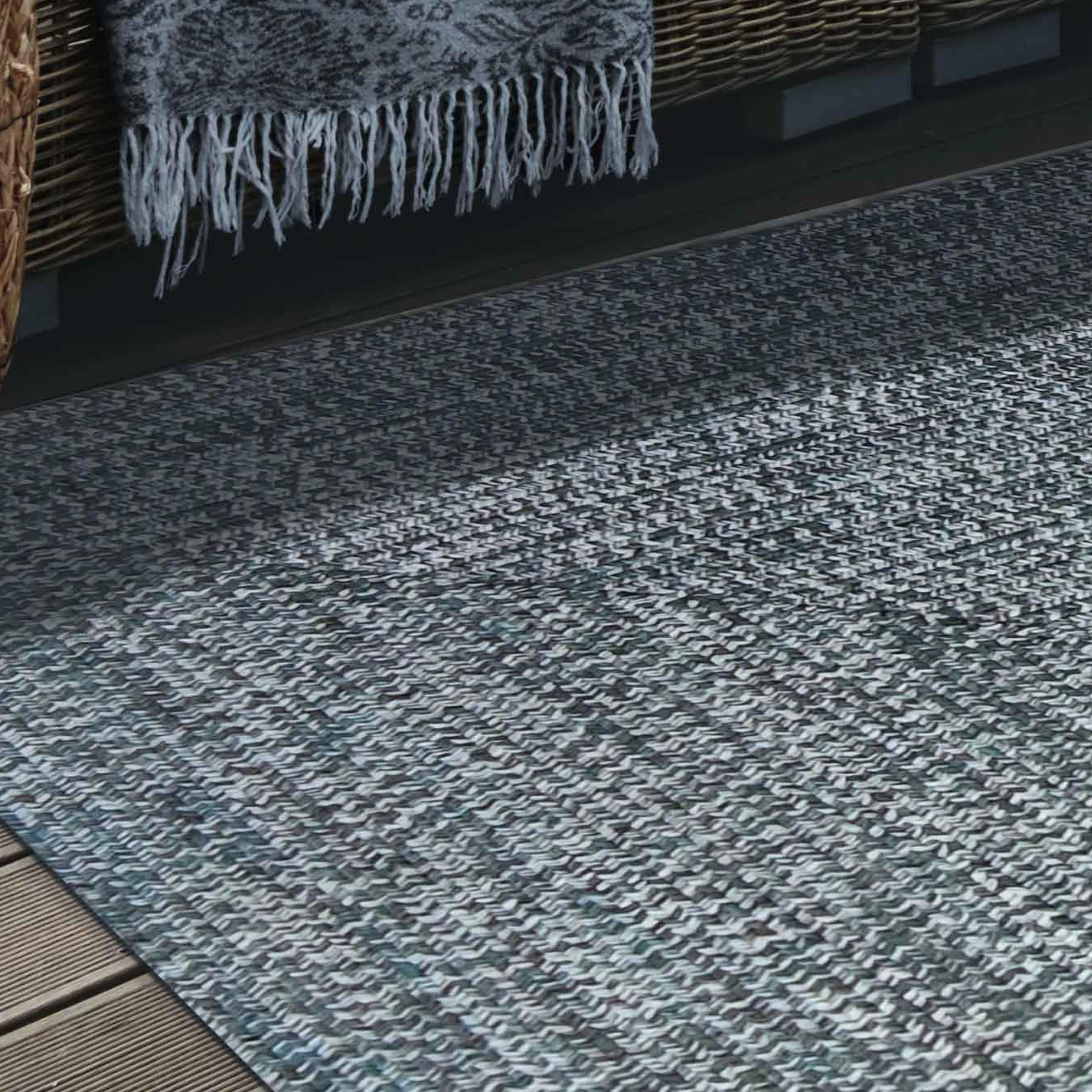 Superior Modern Rustic Bohemian Reversible Multi-Tone Braided Indoor Outdoor Area Rug