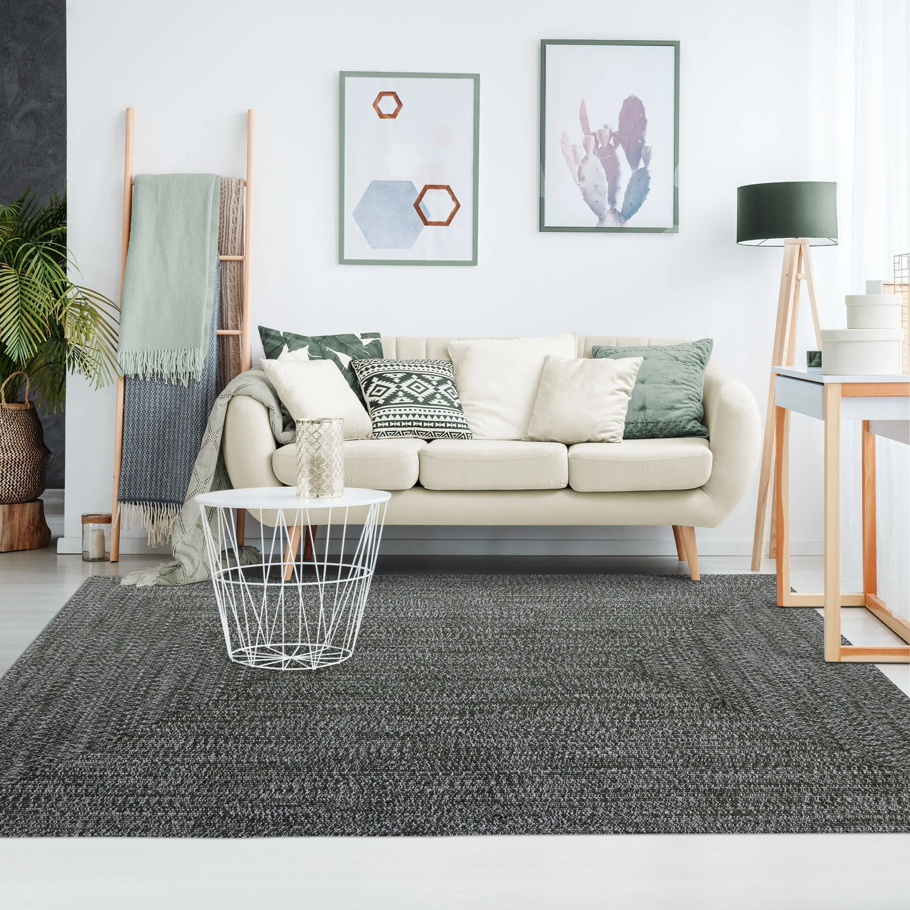 Superior Modern Rustic Bohemian Reversible Multi-Tone Braided Indoor Outdoor Area Rug