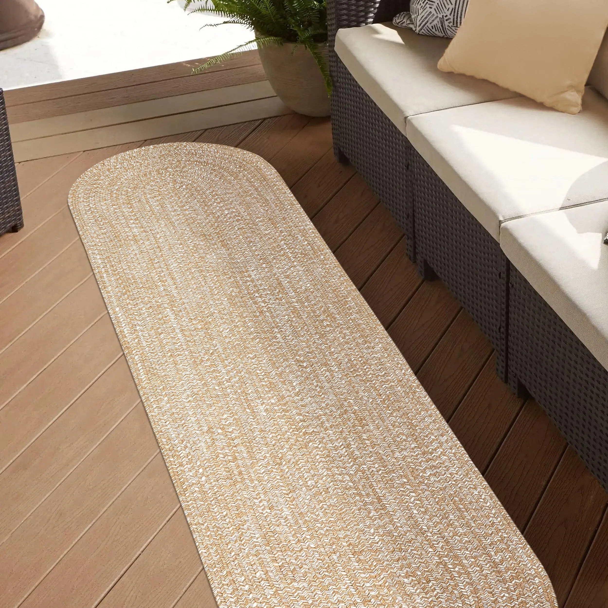 Superior Modern Rustic Bohemian Reversible Multi-Tone Braided Indoor Outdoor Area Rug