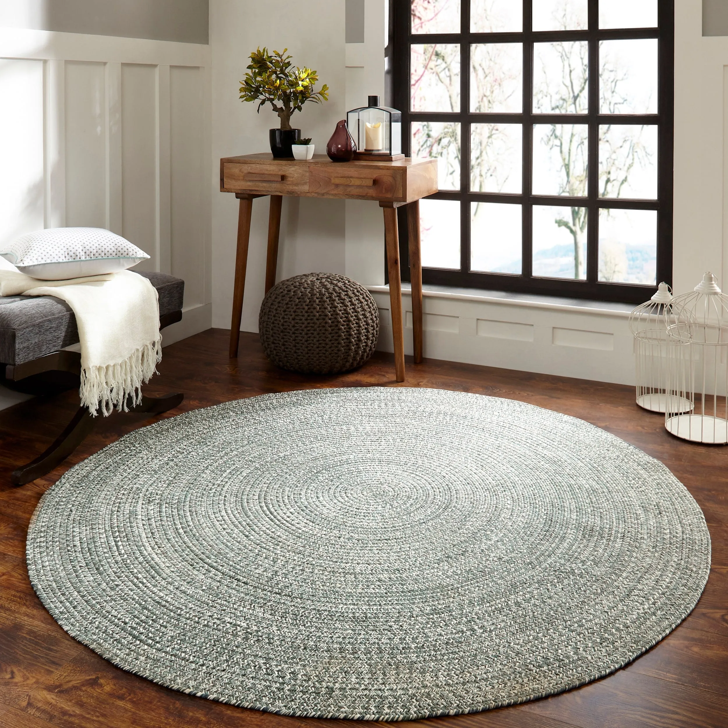Superior Modern Rustic Bohemian Reversible Multi-Tone Braided Indoor Outdoor Area Rug