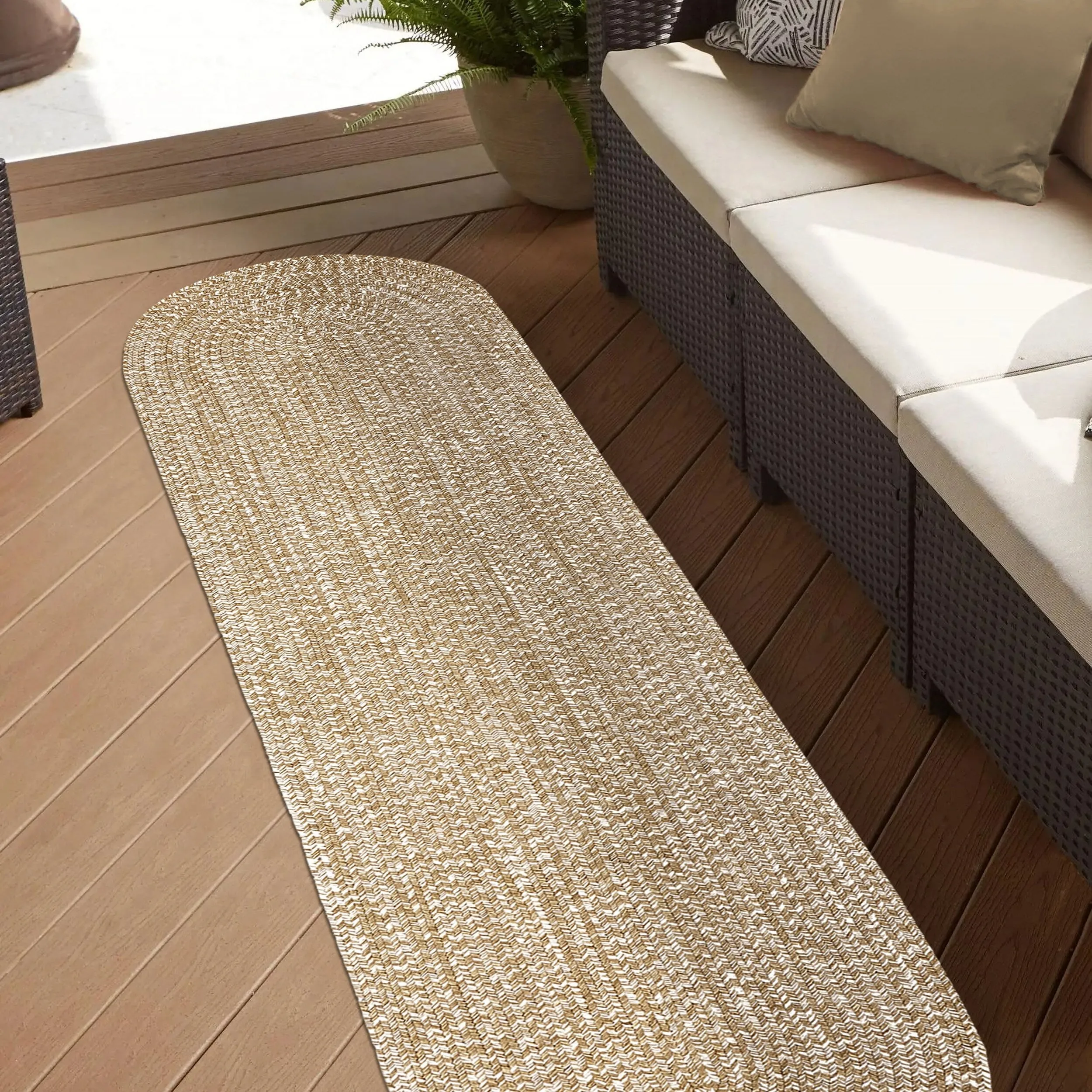 Superior Modern Rustic Bohemian Reversible Multi-Tone Braided Indoor Outdoor Area Rug
