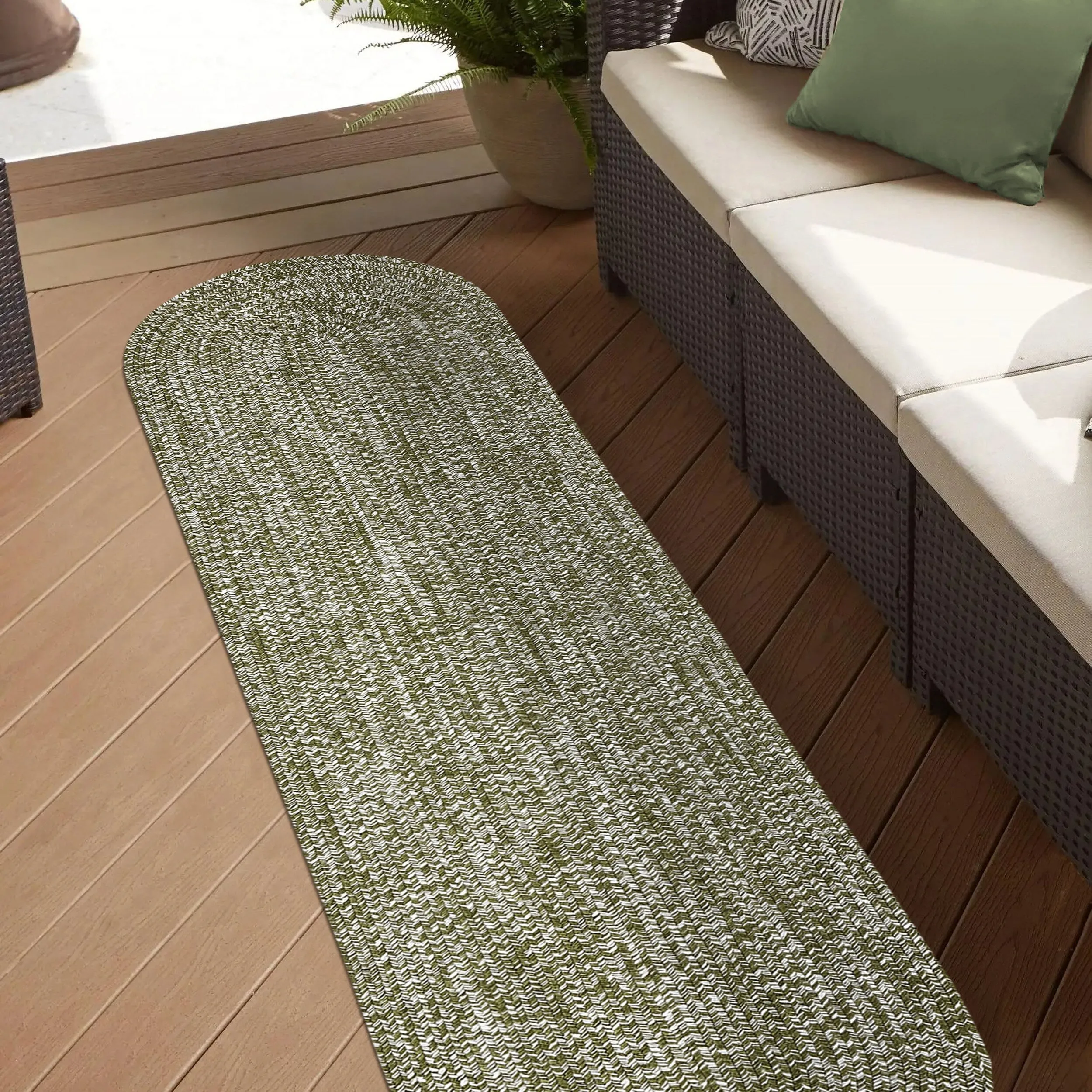 Superior Modern Rustic Bohemian Reversible Multi-Tone Braided Indoor Outdoor Area Rug