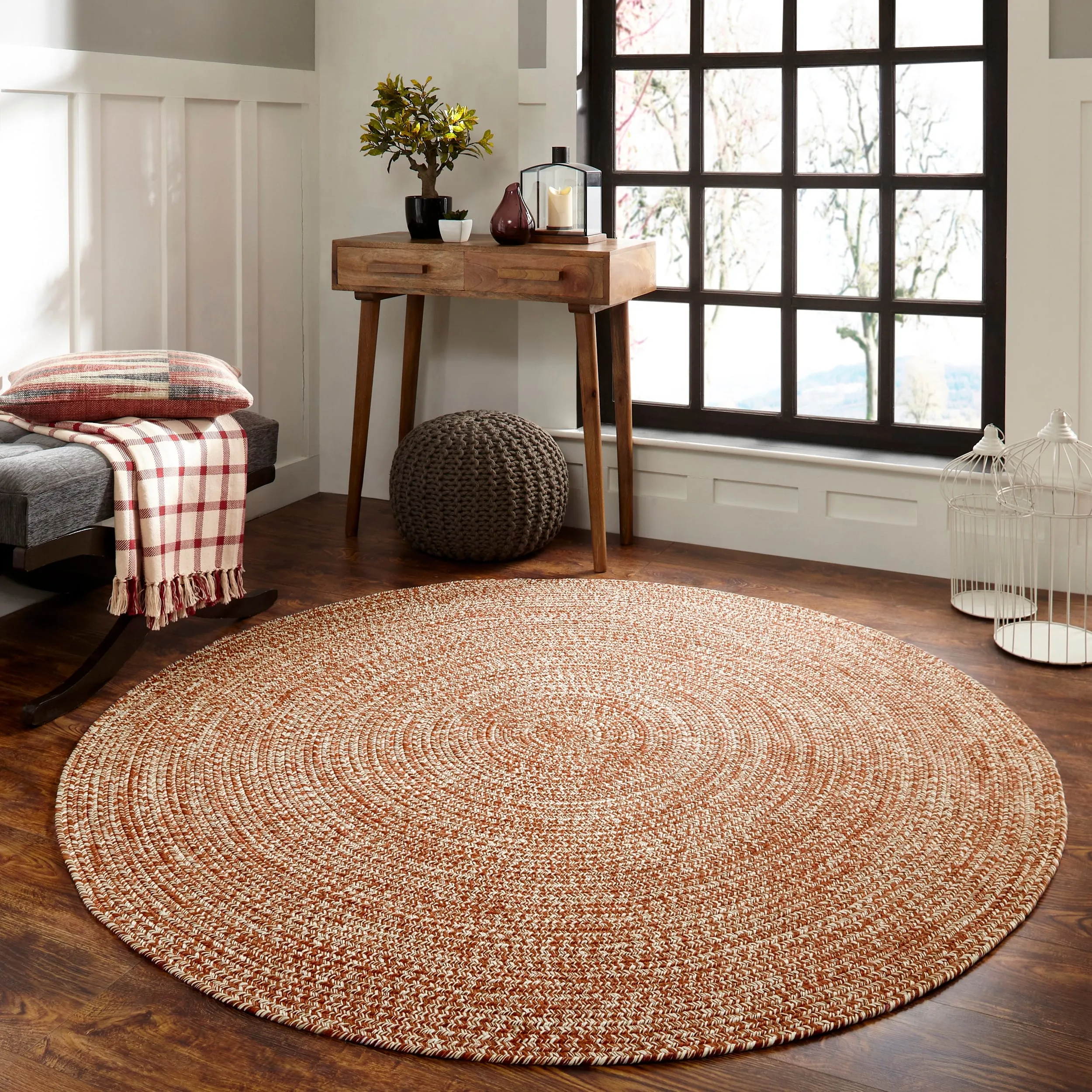 Superior Modern Rustic Bohemian Reversible Multi-Tone Braided Indoor Outdoor Area Rug