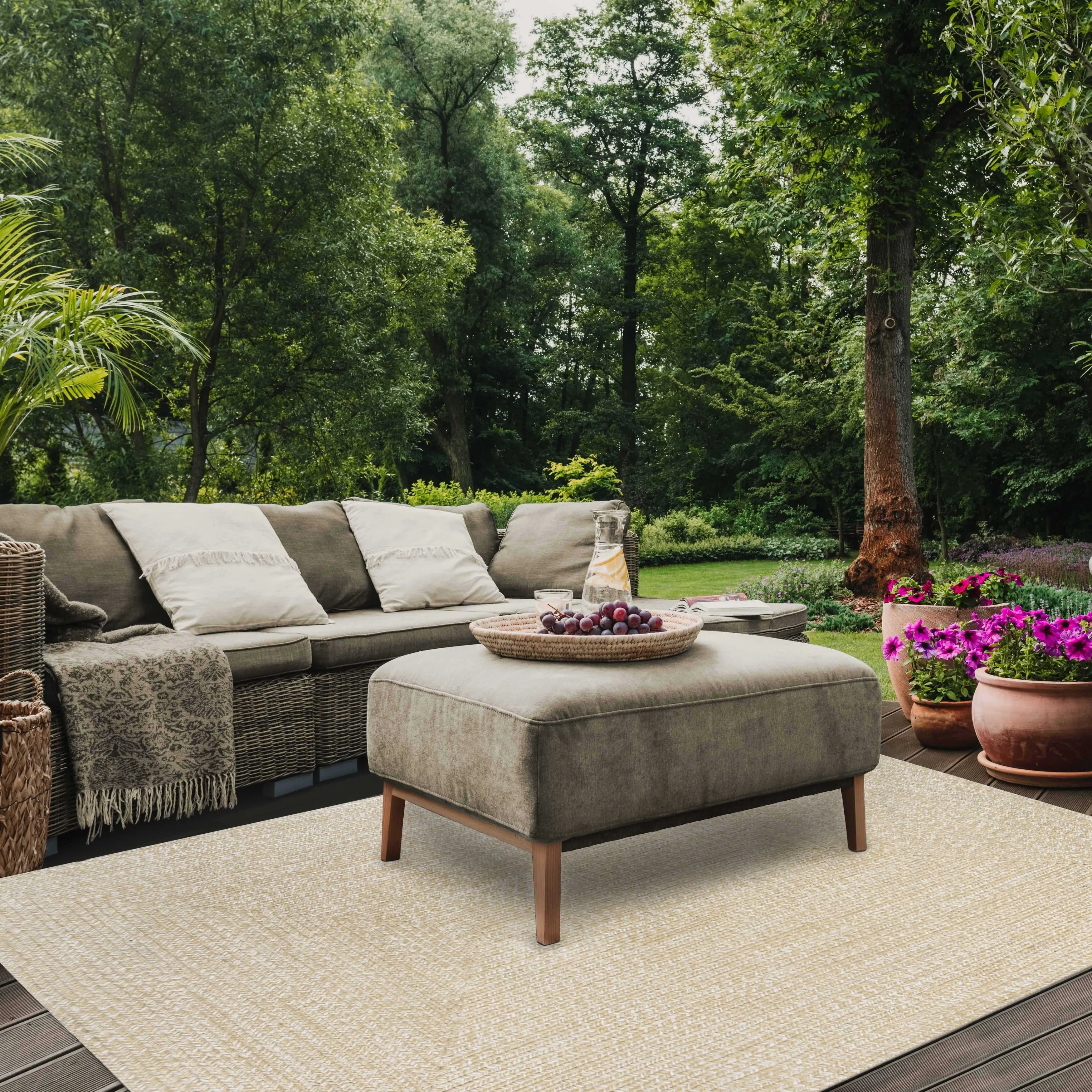 Superior Modern Rustic Bohemian Reversible Multi-Tone Braided Indoor Outdoor Area Rug