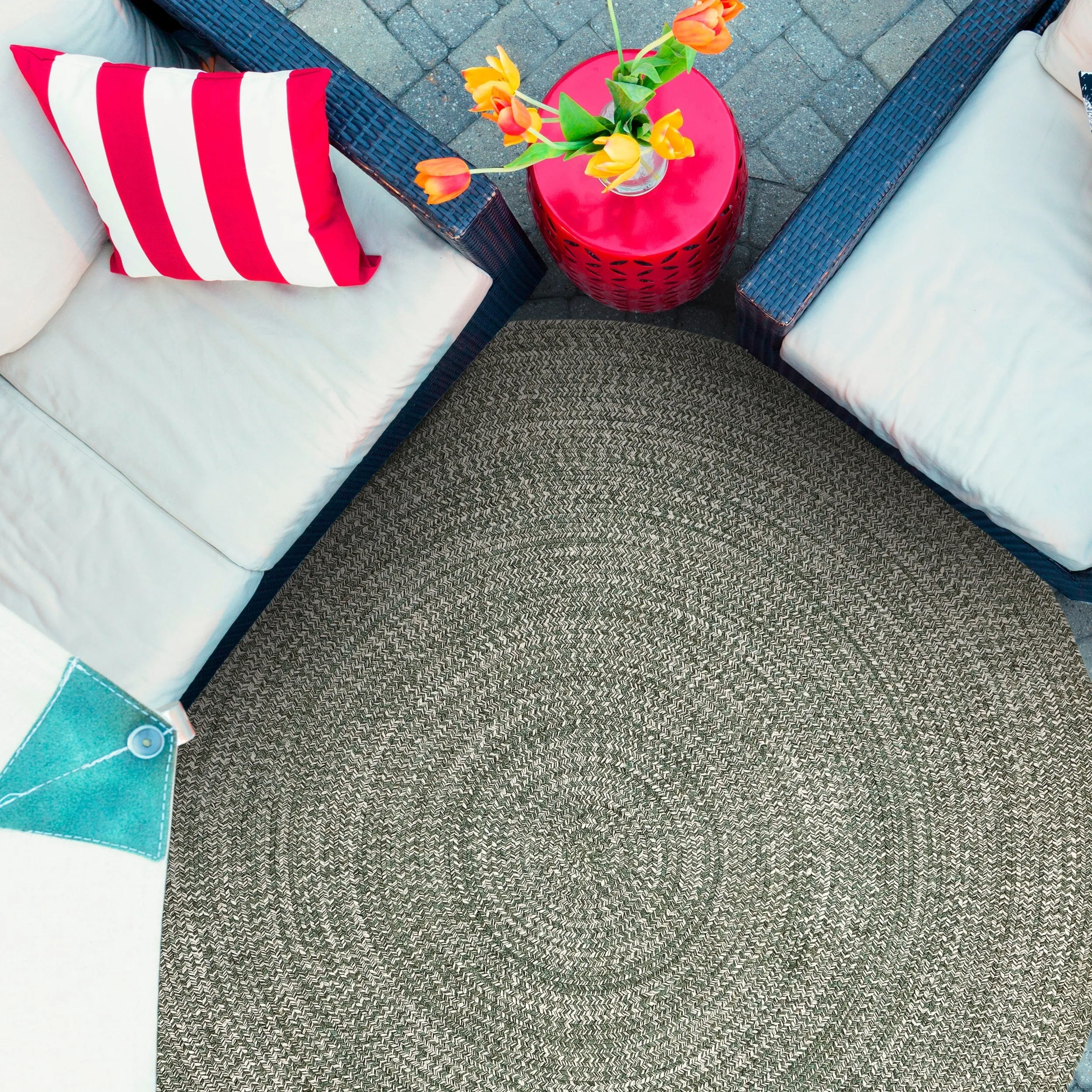 Superior Modern Rustic Bohemian Reversible Multi-Tone Braided Indoor Outdoor Area Rug